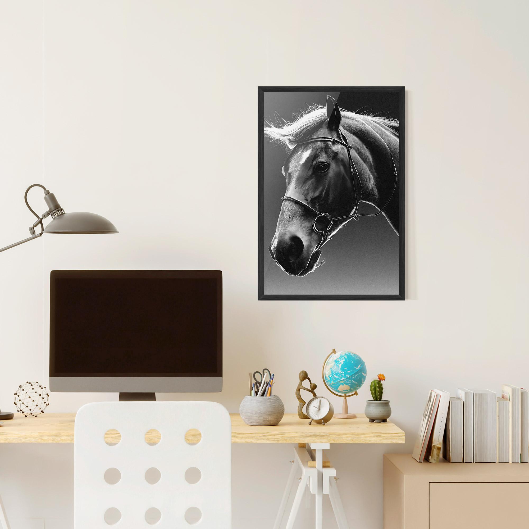 Рамкиран постер Black Horse Profile mockup 6