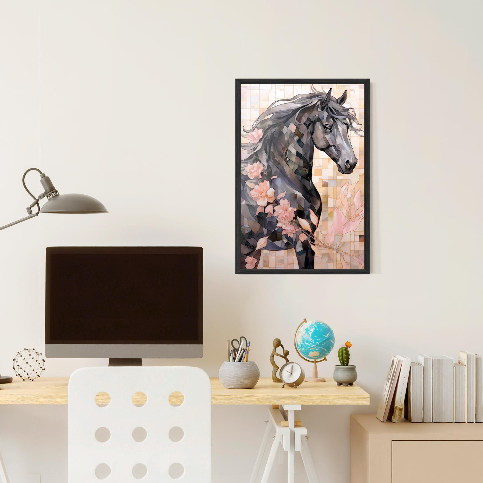 Рамкиран постер Mosaic Painting Horse mockup 6