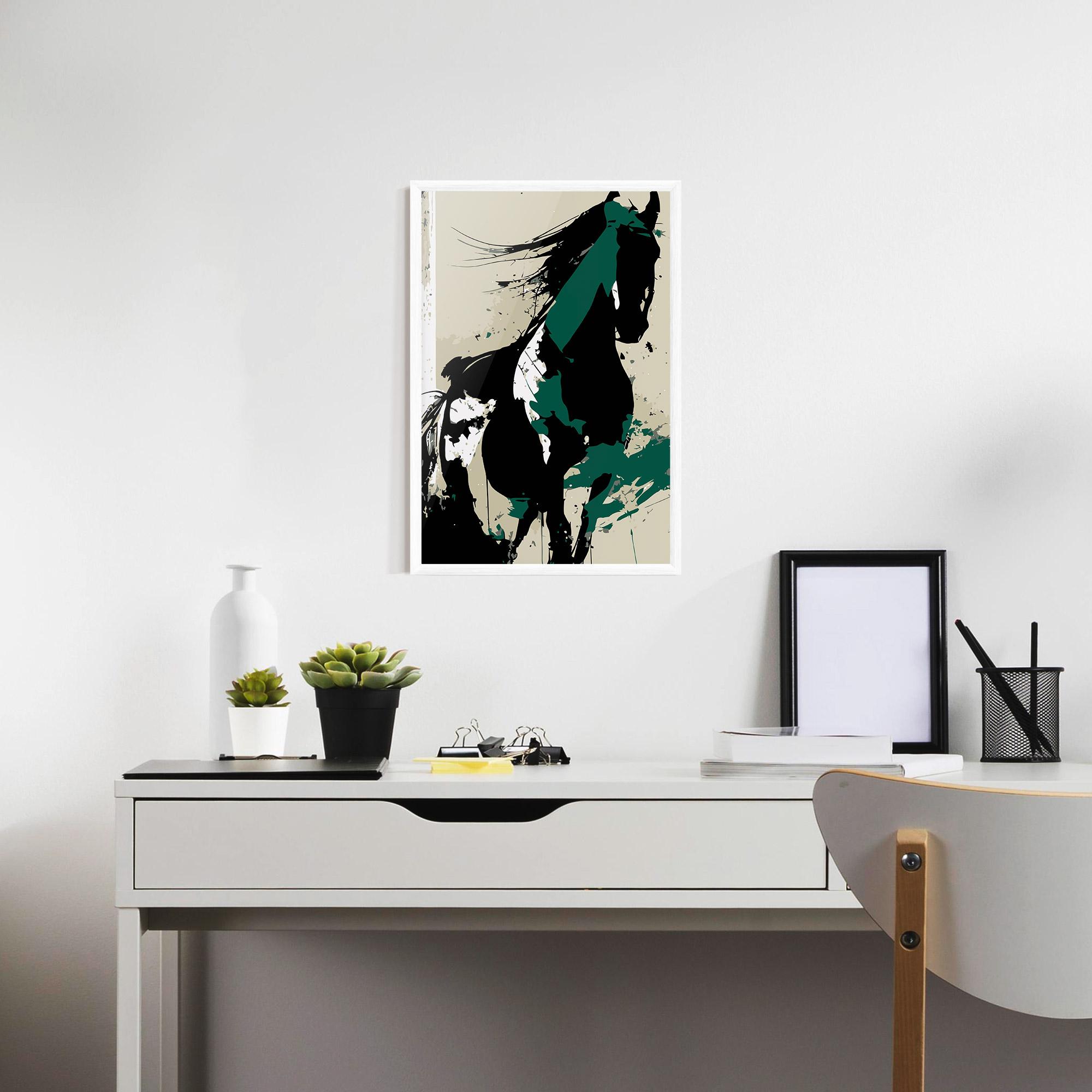 Рамкиран постер Black Green Horse mockup 7