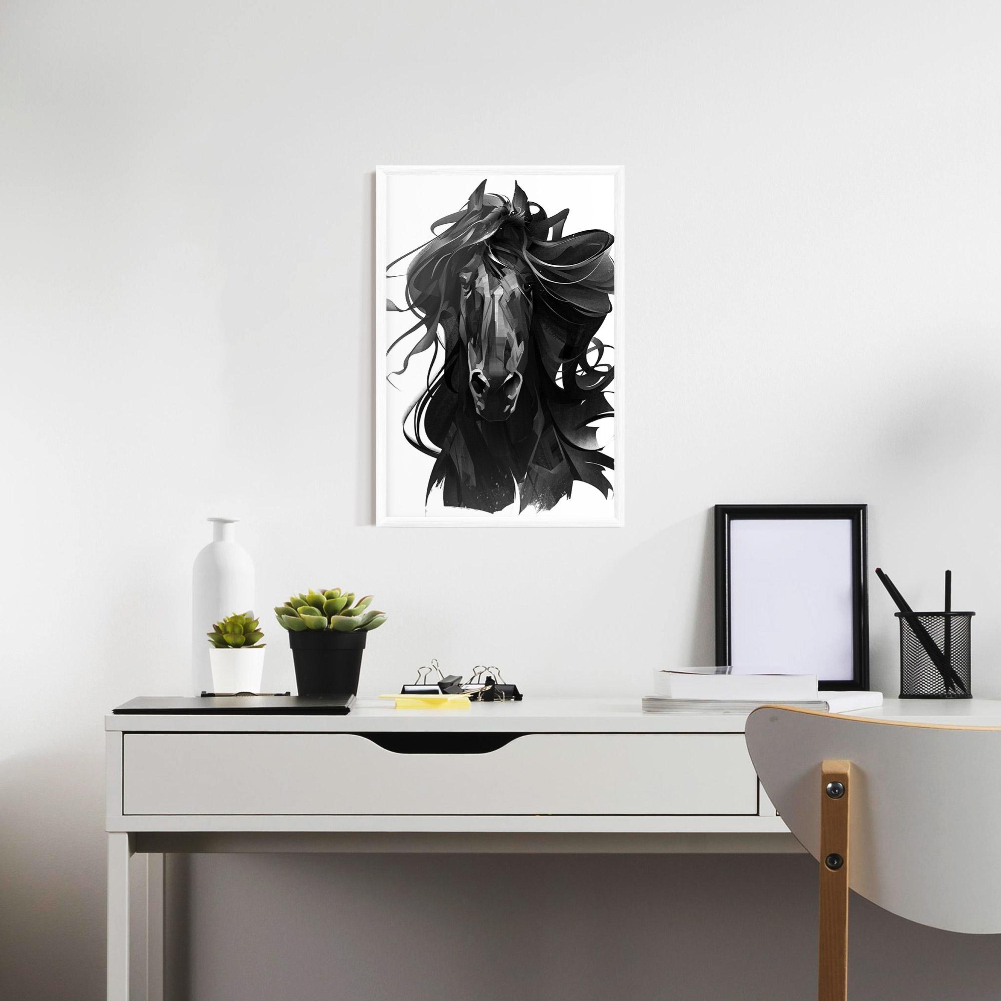 Рамкиран постер Black Horse Portrait mockup 7