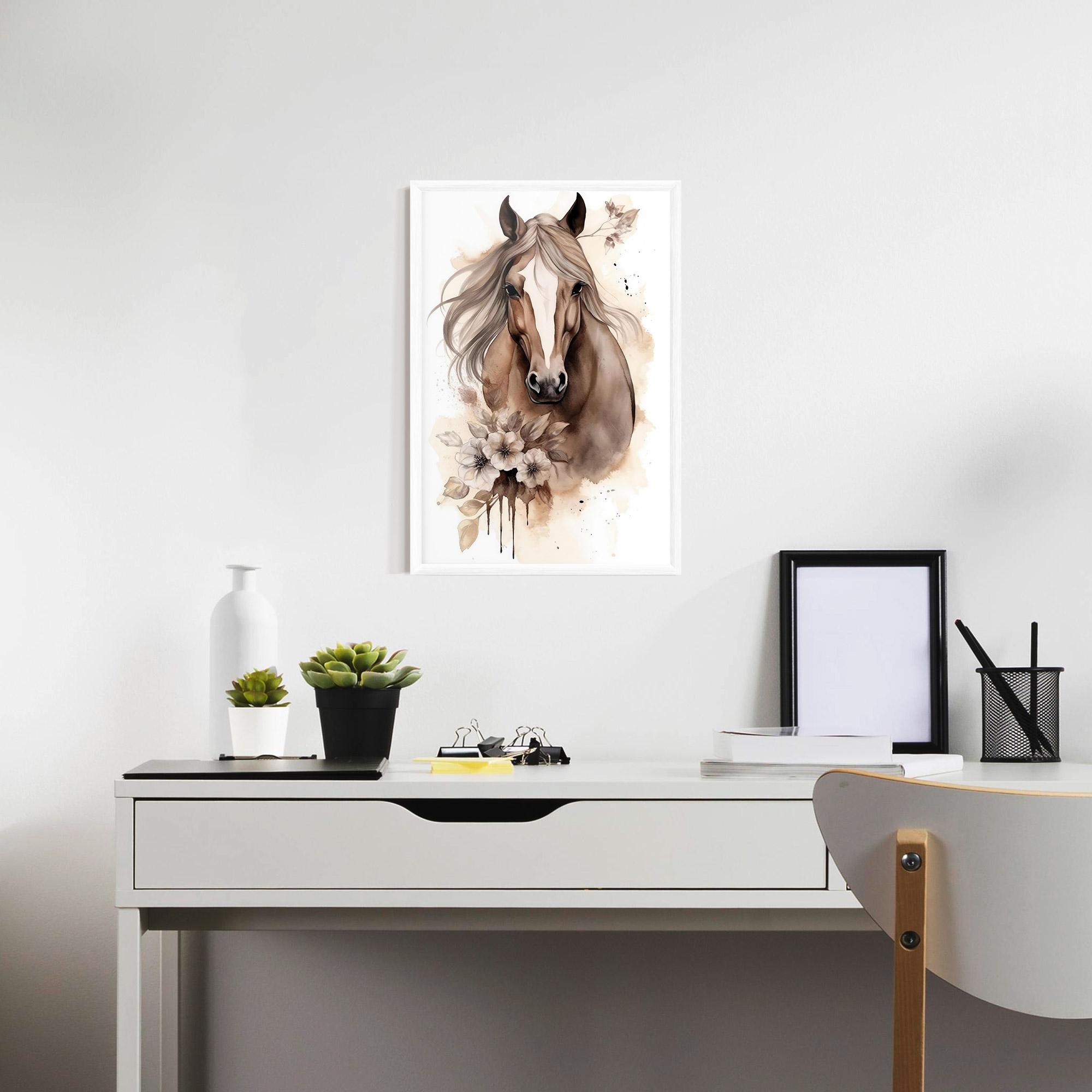 Рамкиран постер Flower Brown Horse mockup 7