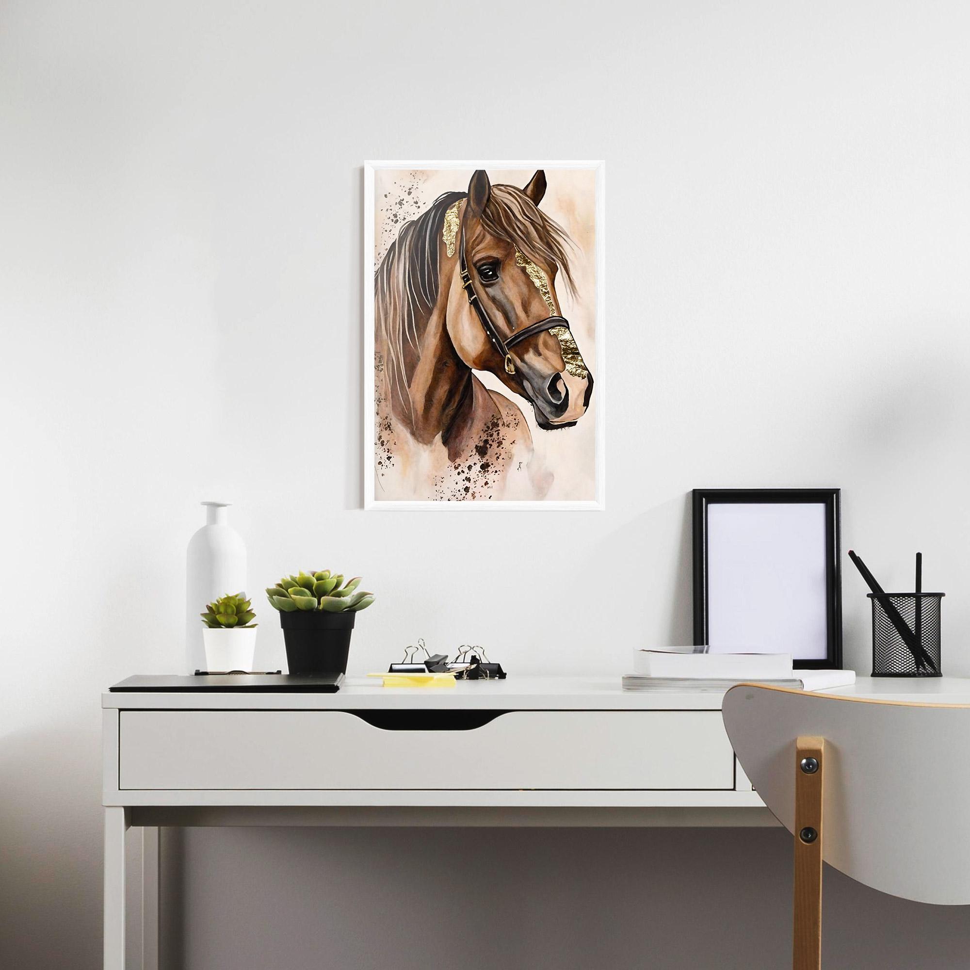 Рамкиран постер Gold Horse Painting mockup 7