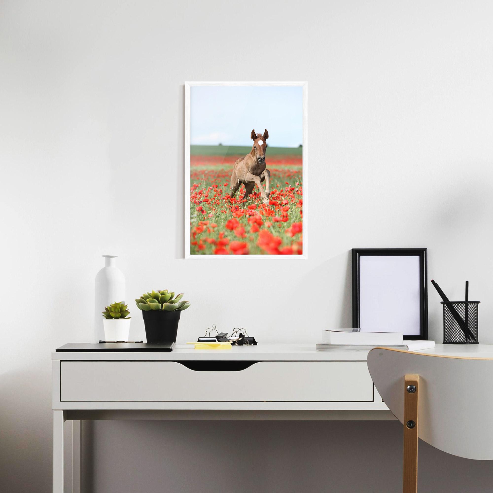 Рамкиран постер Red Flowers Horse mockup 7