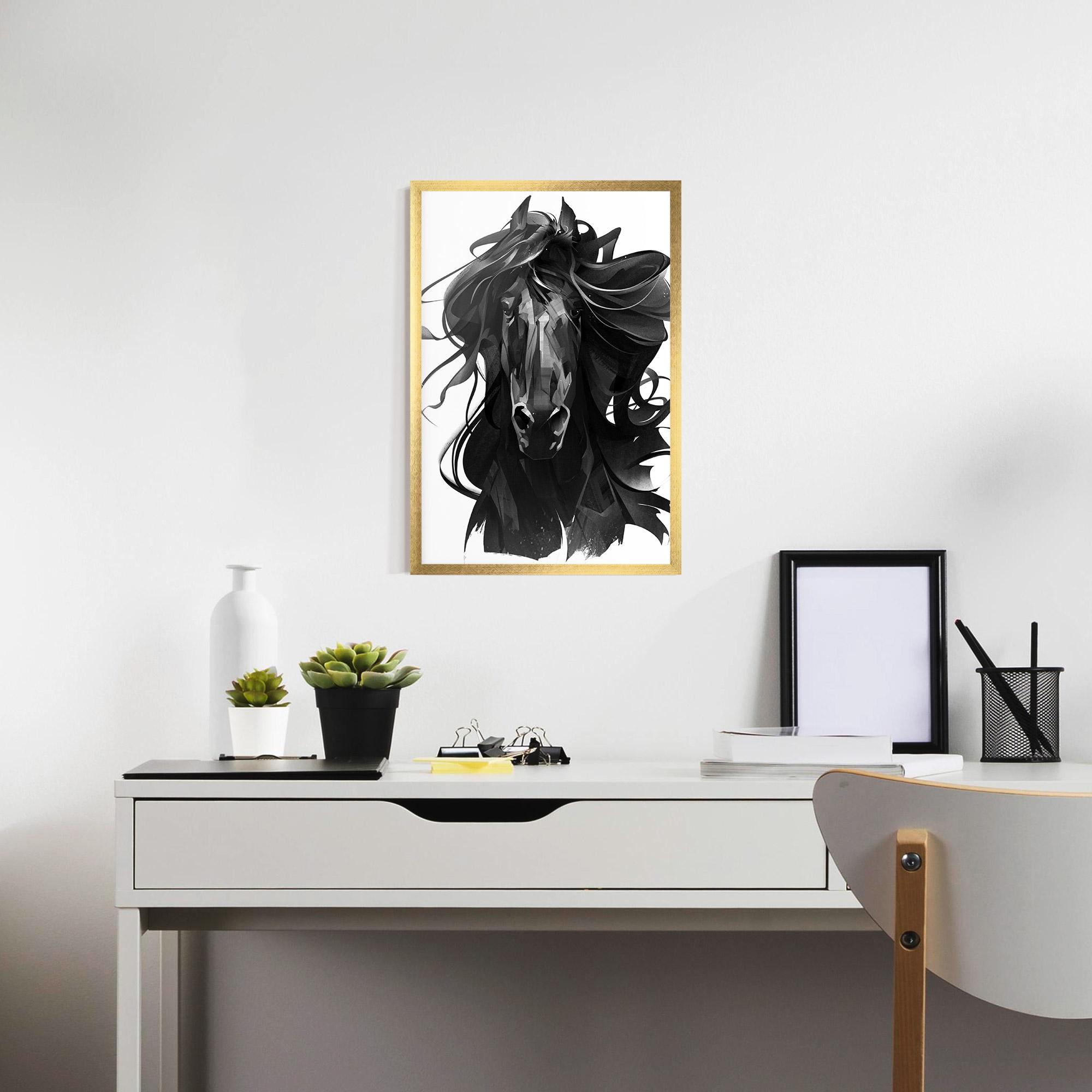 Рамкиран постер Black Horse Portrait mockup 7