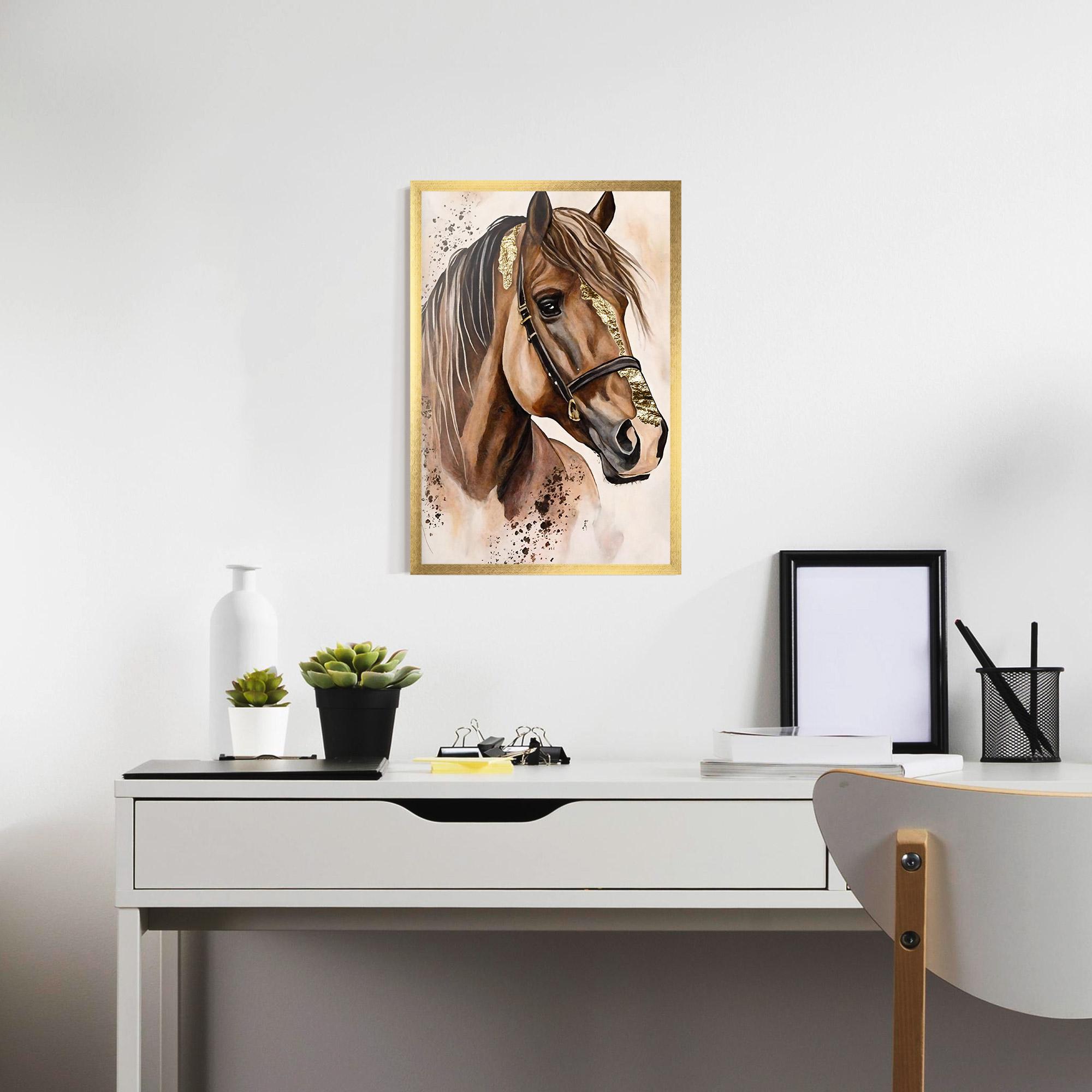 Рамкиран постер Gold Horse Painting mockup 7