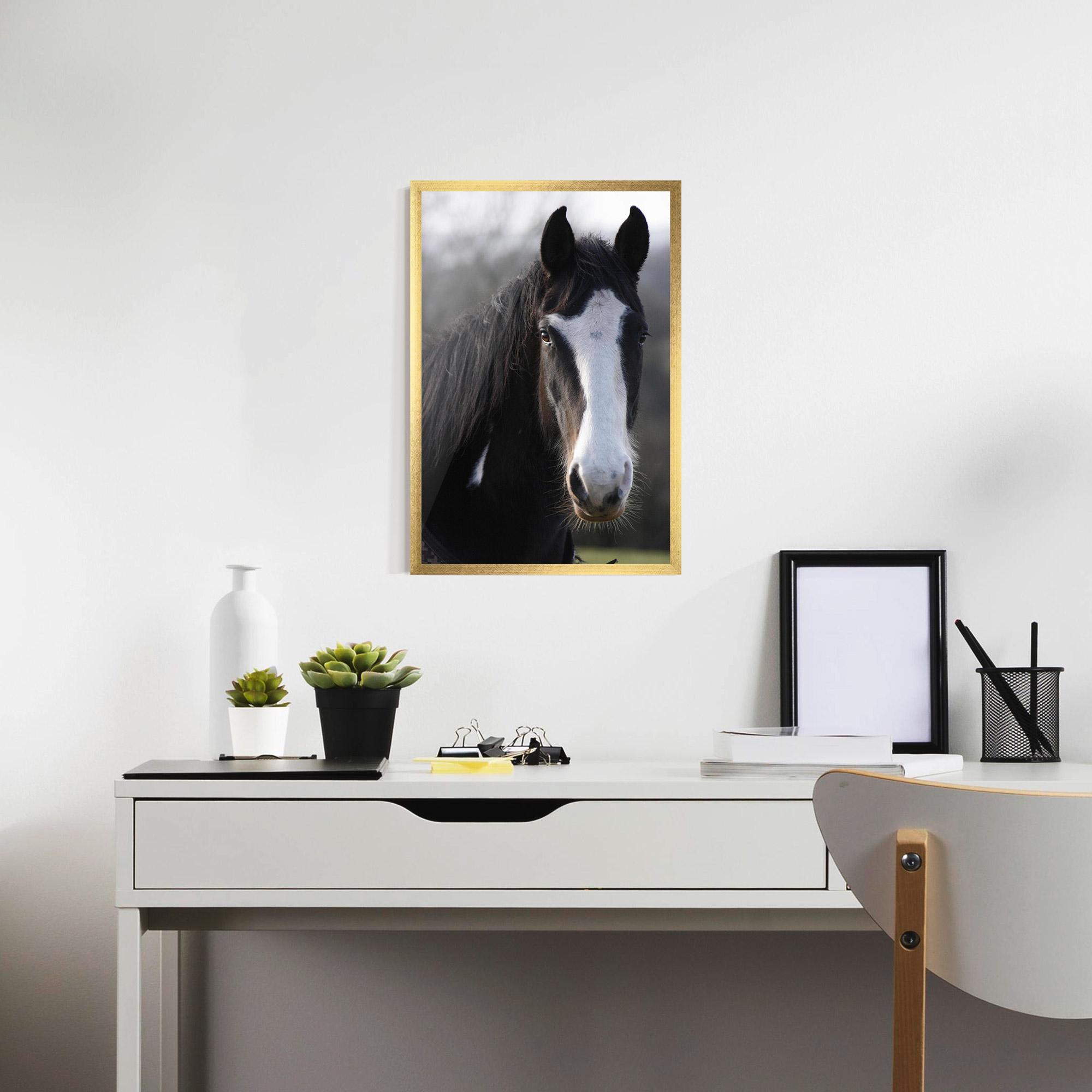 Рамкиран постер Horse Black Portrait mockup 7