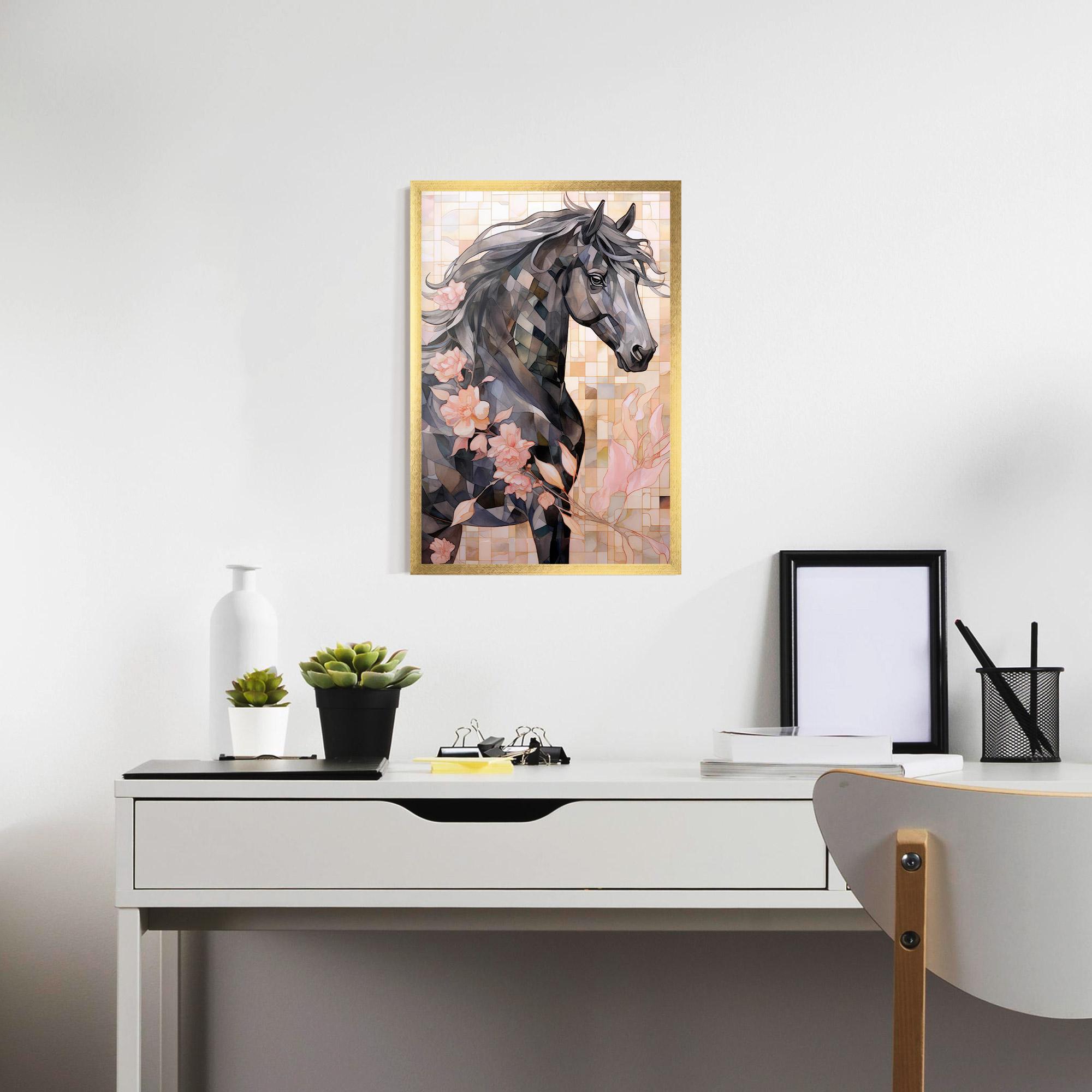 Рамкиран постер Mosaic Painting Horse mockup 7