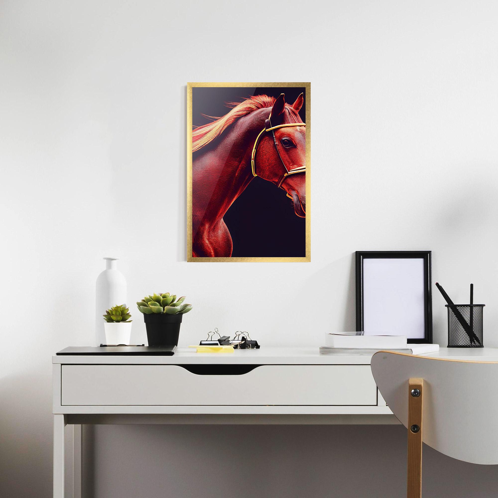 Рамкиран постер Red Horse Portrait mockup 7