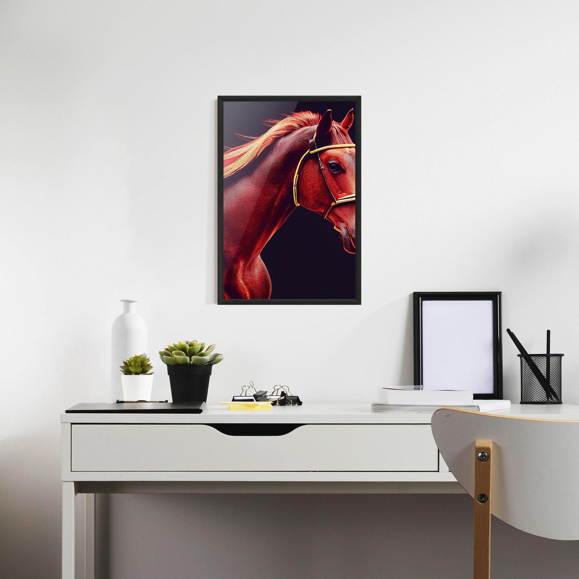 Рамкиран постер Red Horse Portrait mockup 7