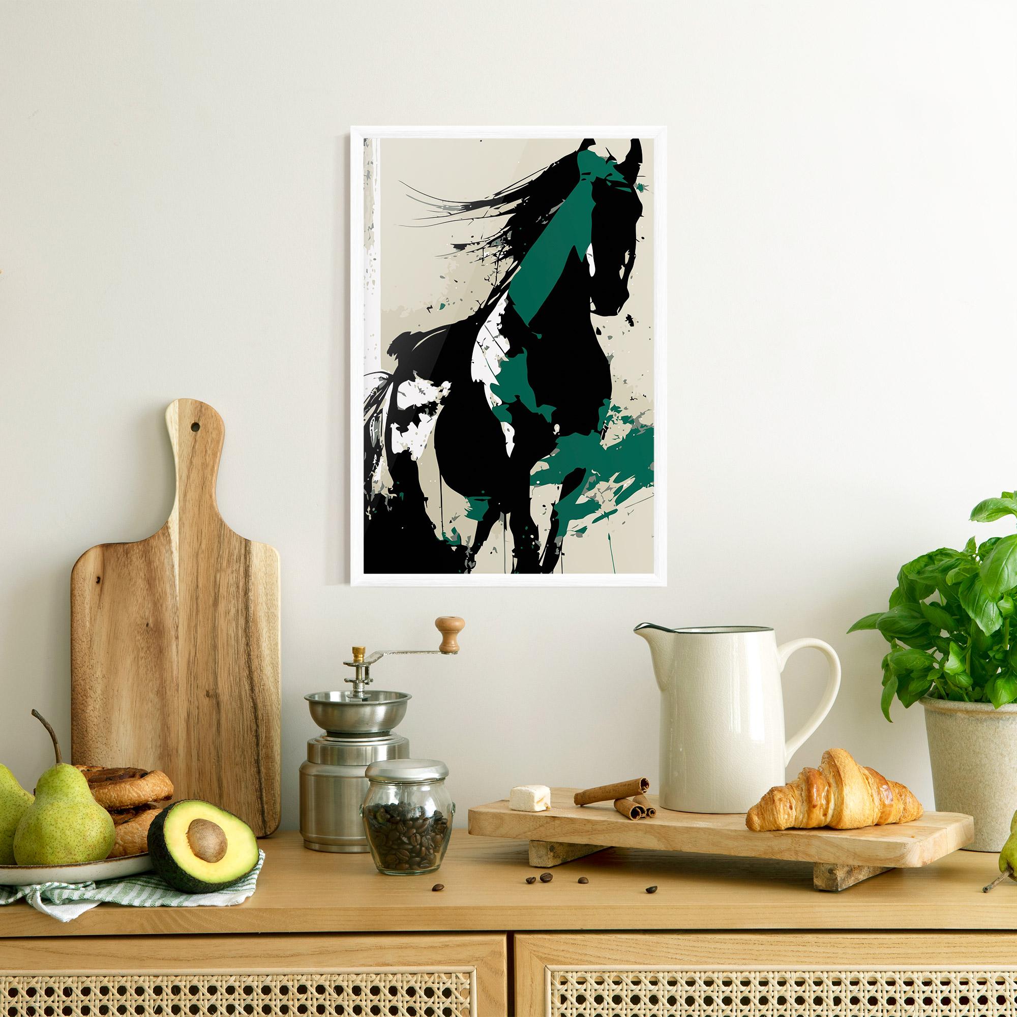 Рамкиран постер Black Green Horse mockup 8