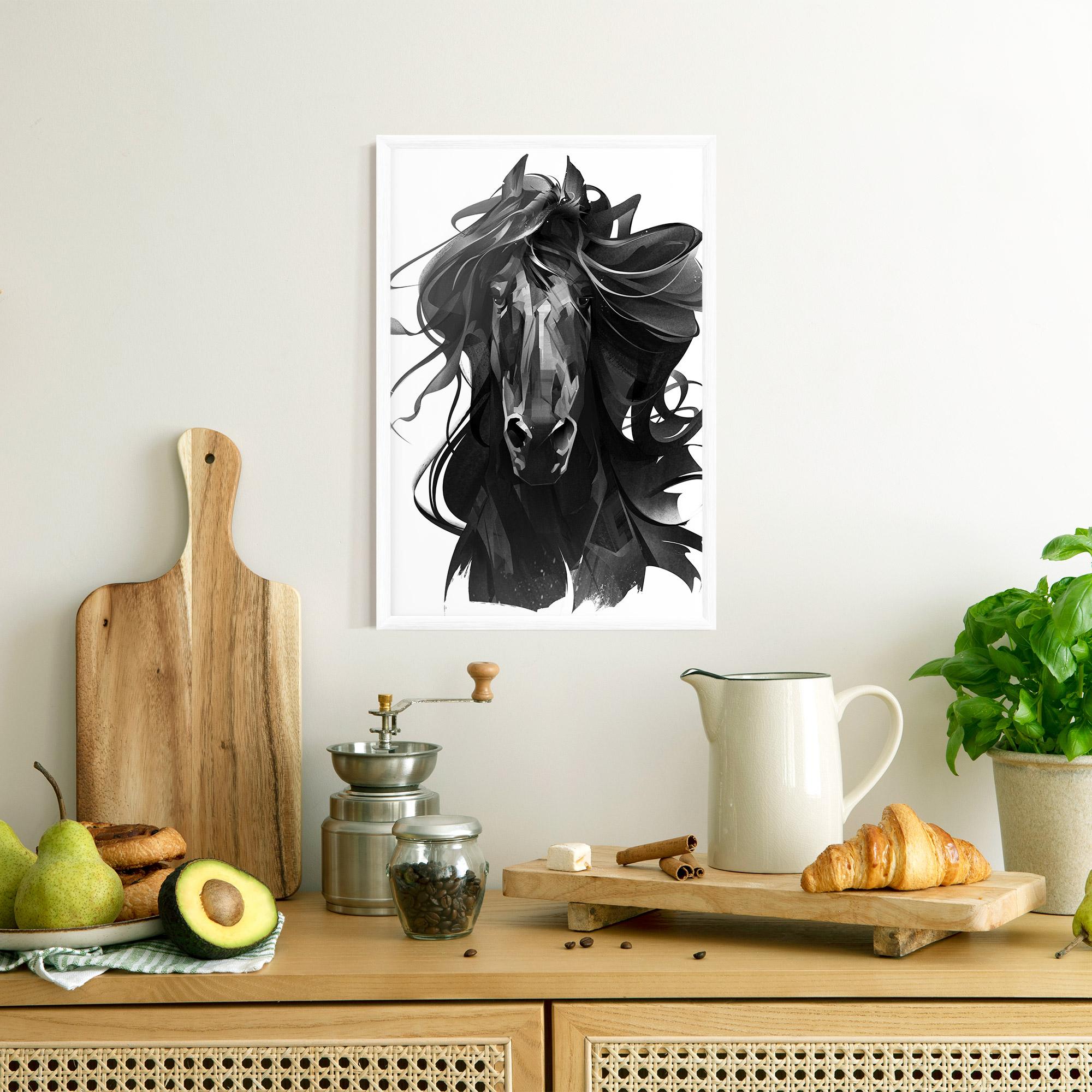 Рамкиран постер Black Horse Portrait mockup 8