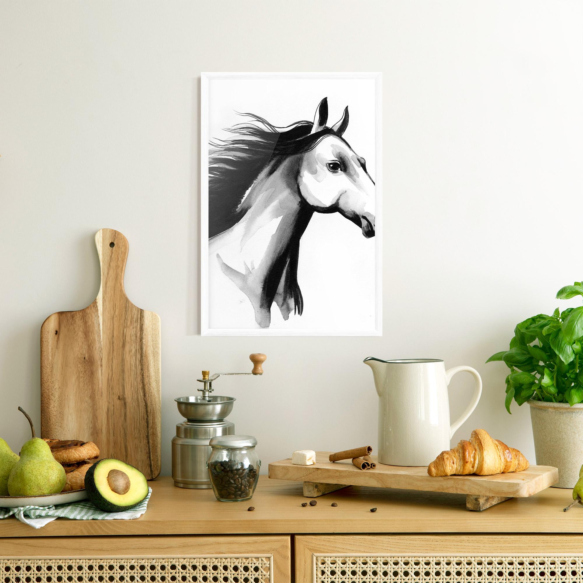 Рамкиран постер Ink Watercolor Horse mockup 8