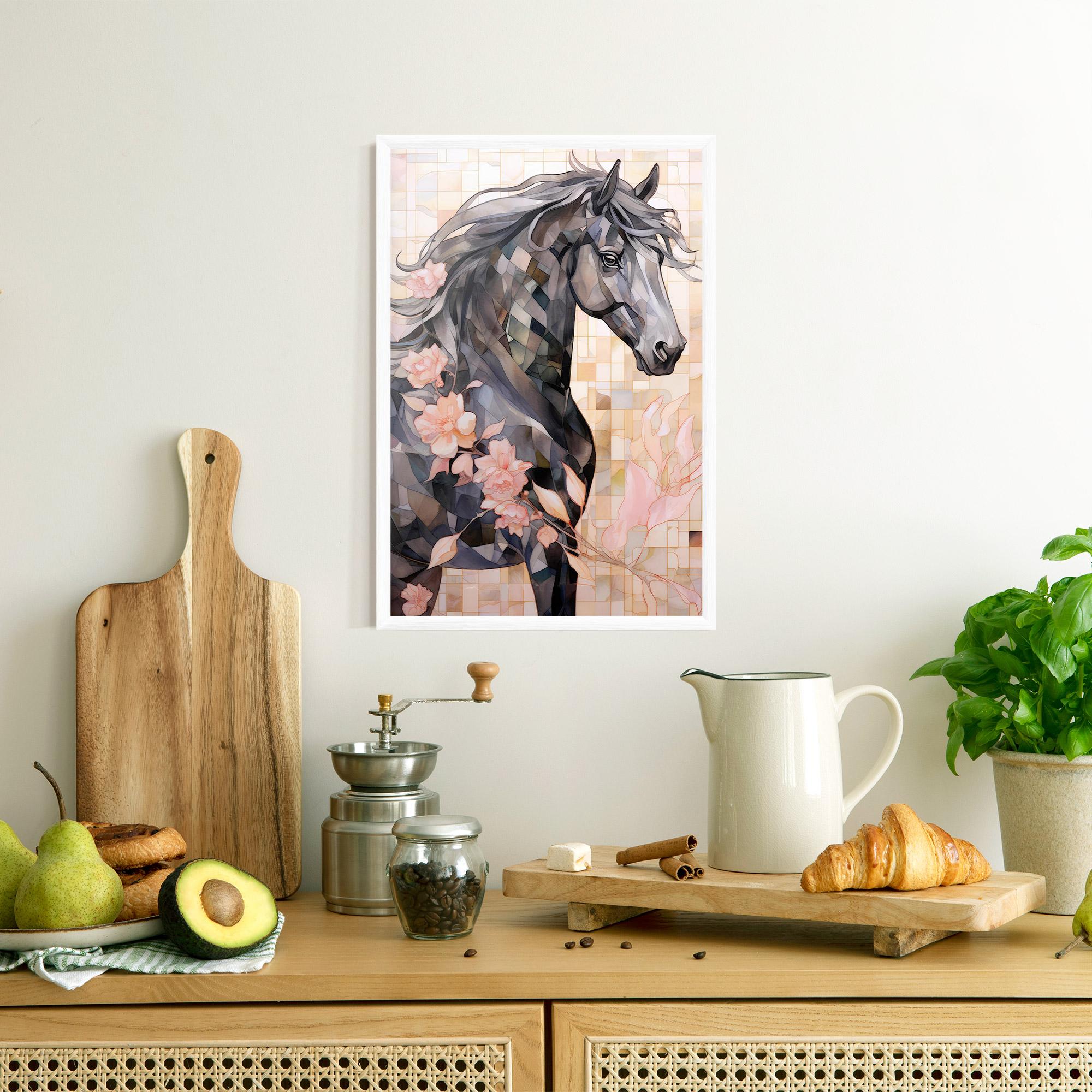Рамкиран постер Mosaic Painting Horse mockup 8