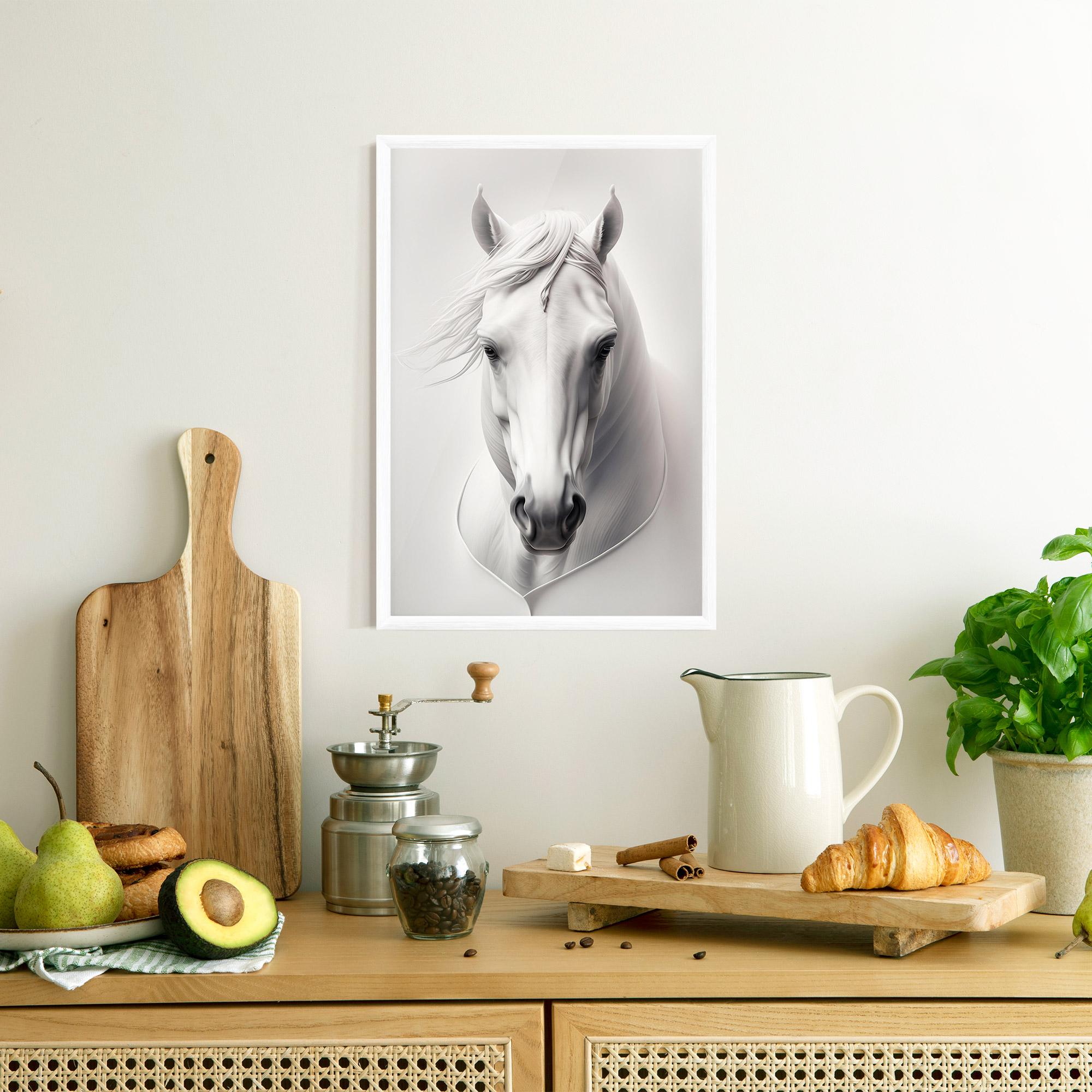 Рамкиран постер White Horse Portrait mockup 8