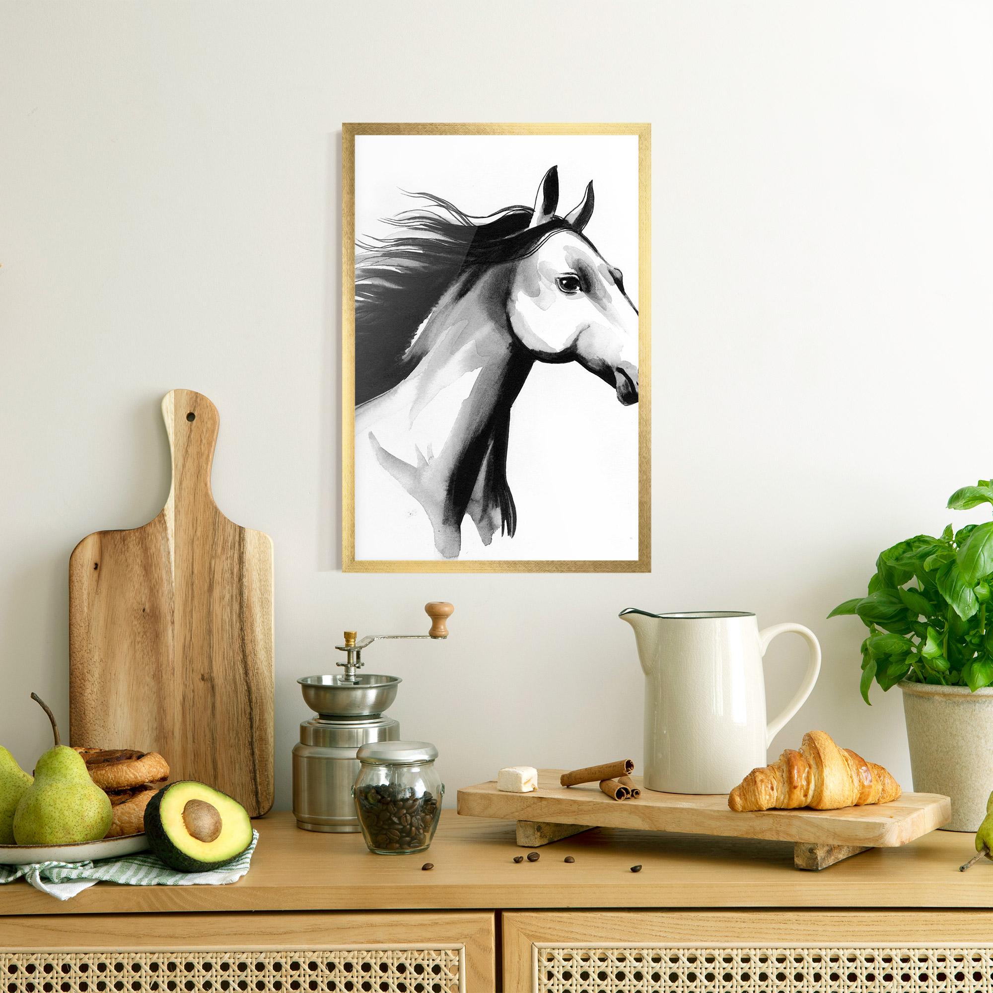 Рамкиран постер Ink Watercolor Horse mockup 8