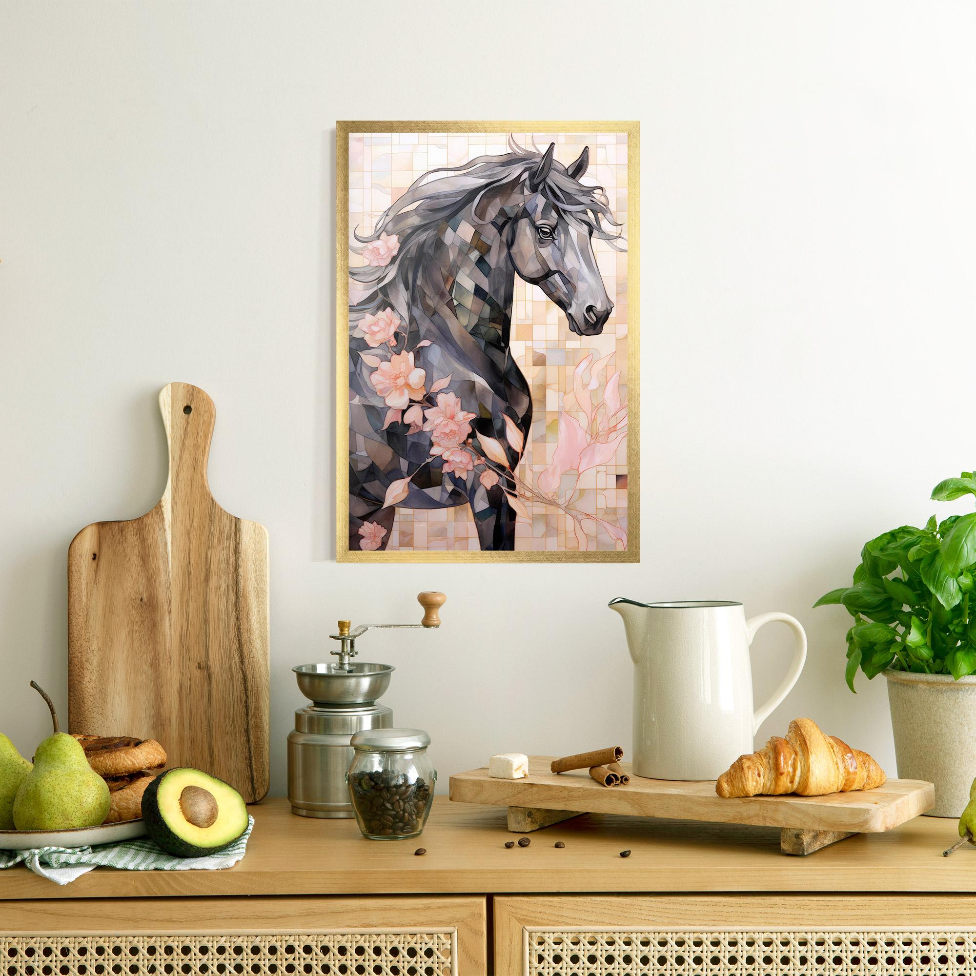 Рамкиран постер Mosaic Painting Horse mockup 8