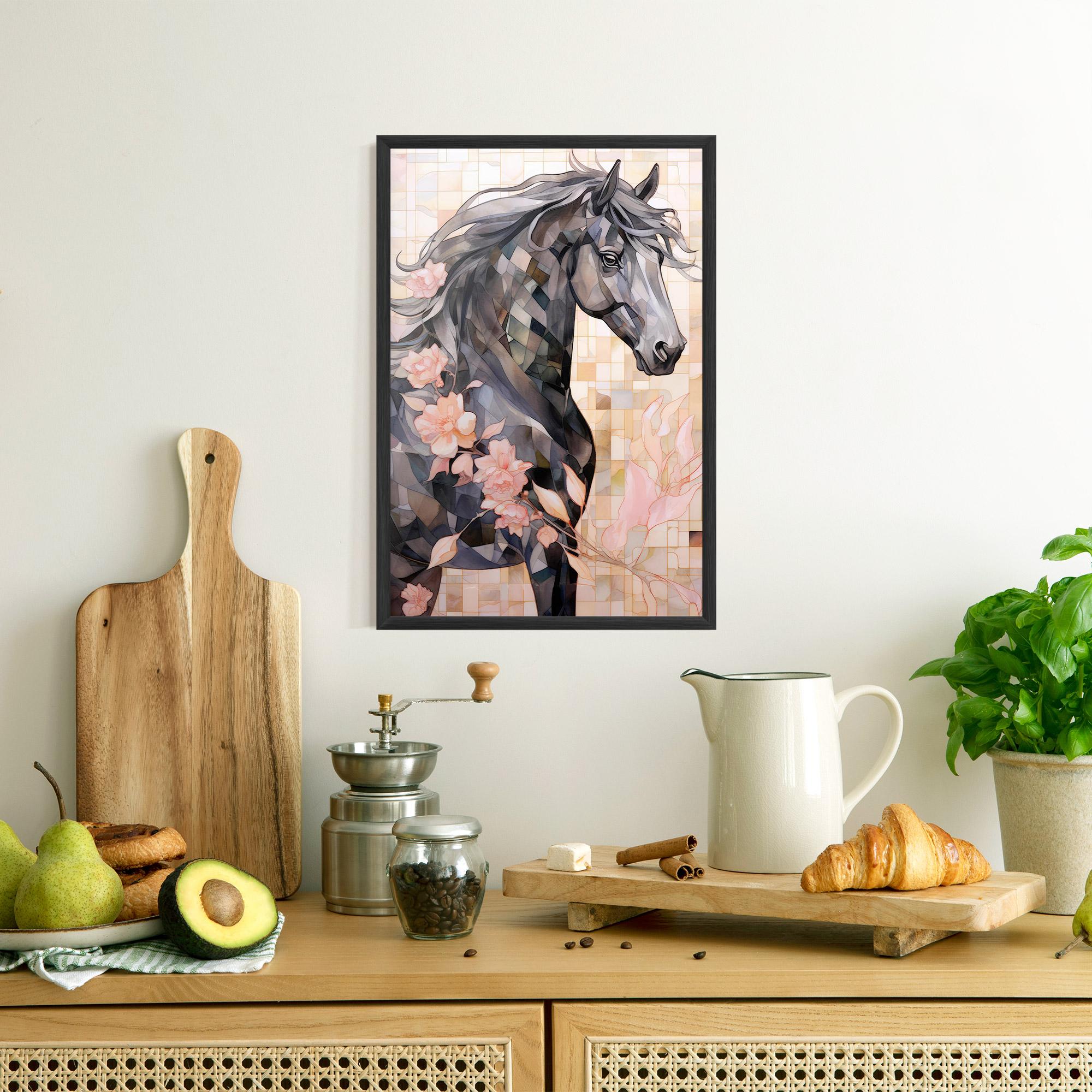 Рамкиран постер Mosaic Painting Horse mockup 8