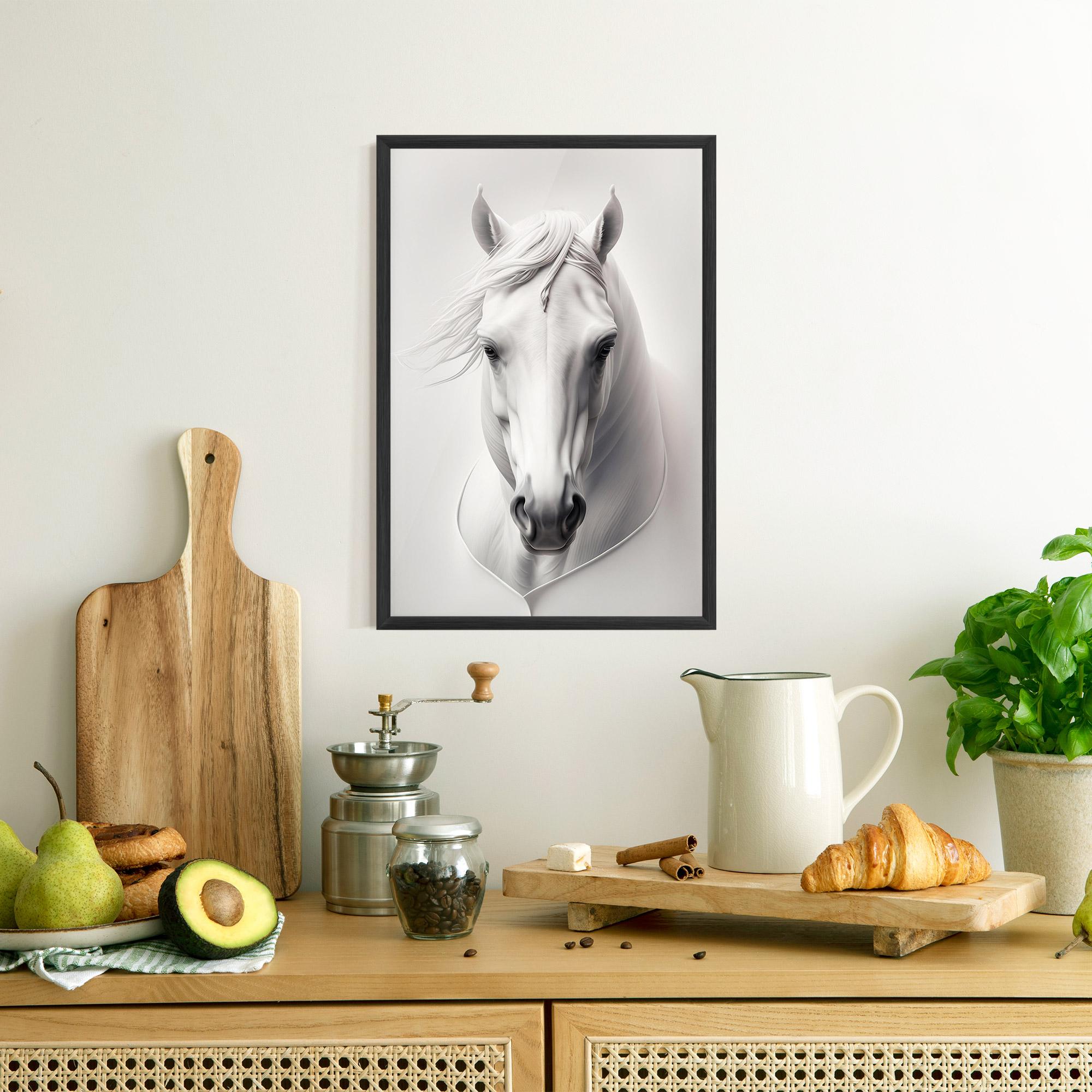 Рамкиран постер White Horse Portrait mockup 8