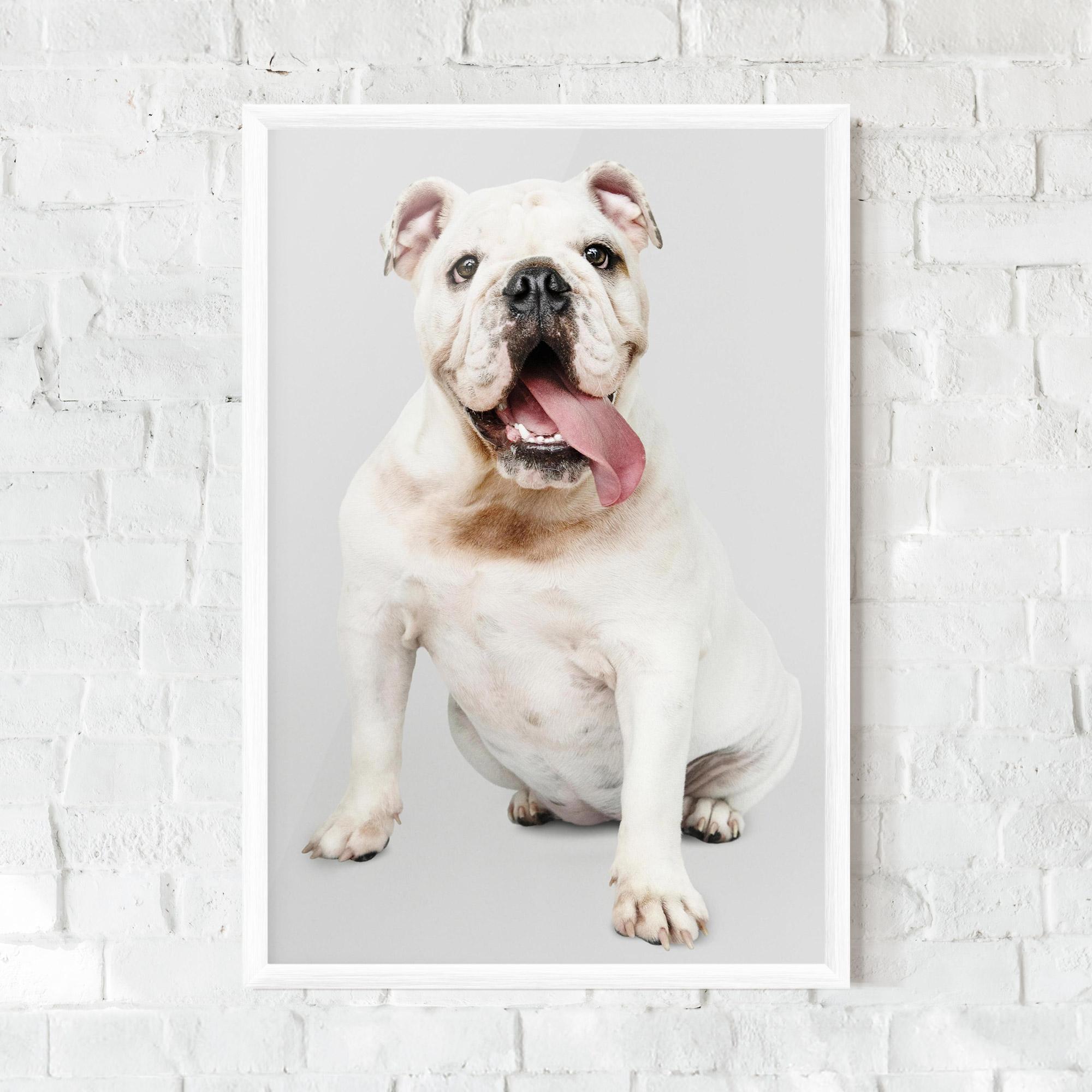 Рамкиран постер Happy White Dog mockup 0