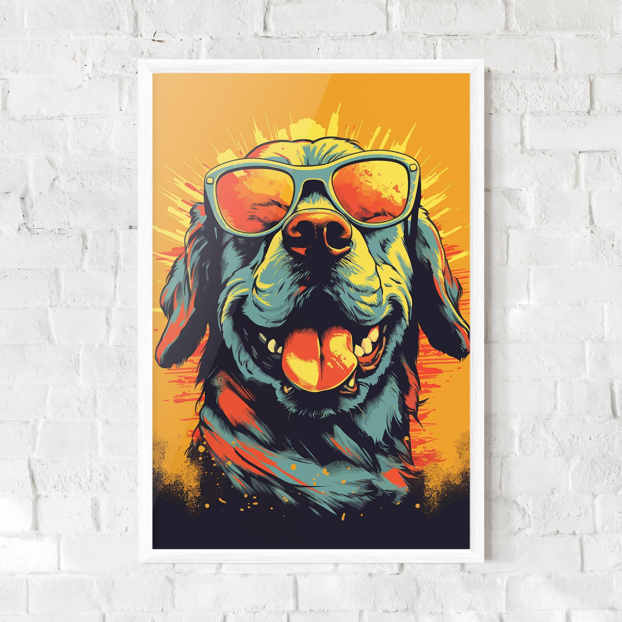 Рамкиран постер Sunglasses Dog mockup 0