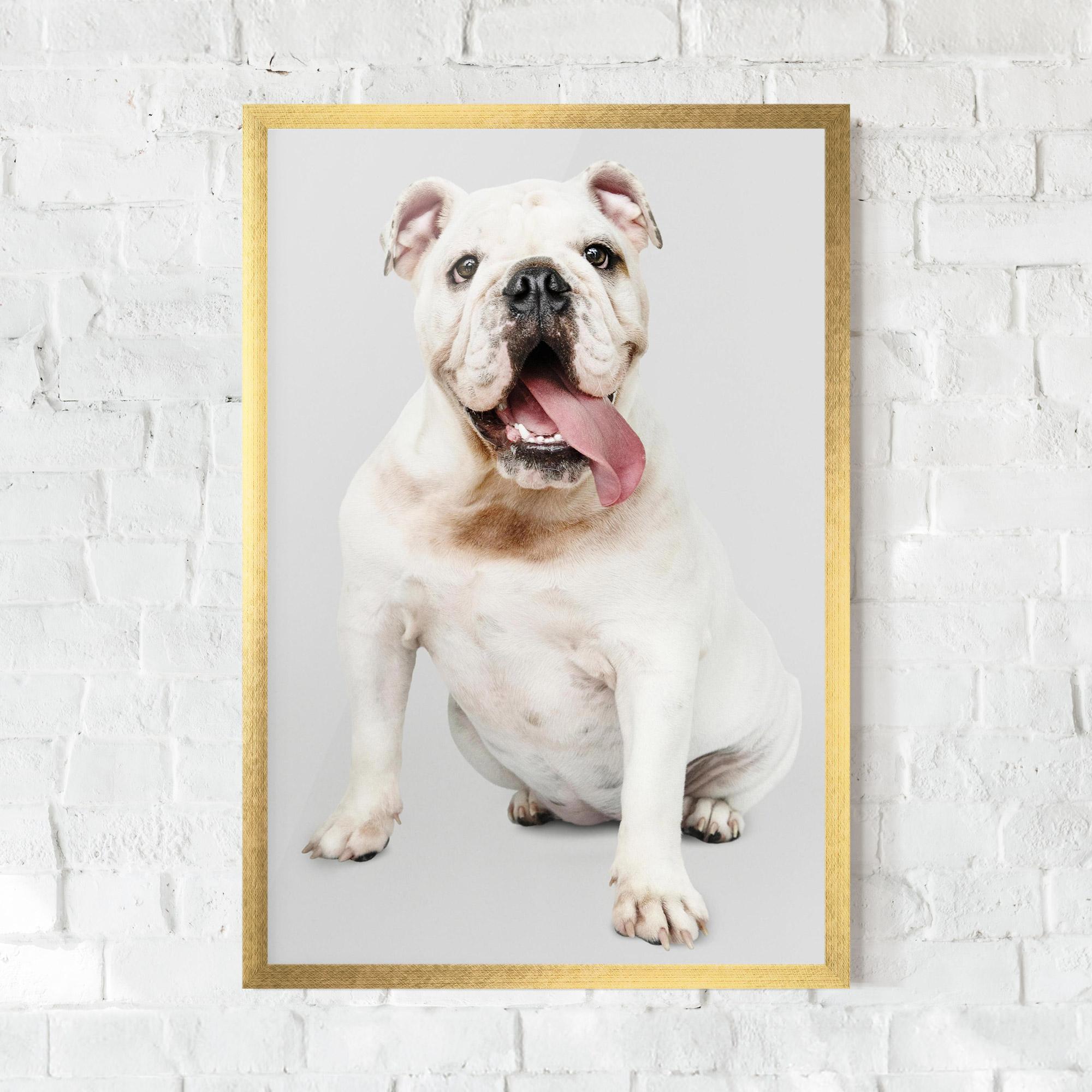 Рамкиран постер Happy White Dog mockup 0
