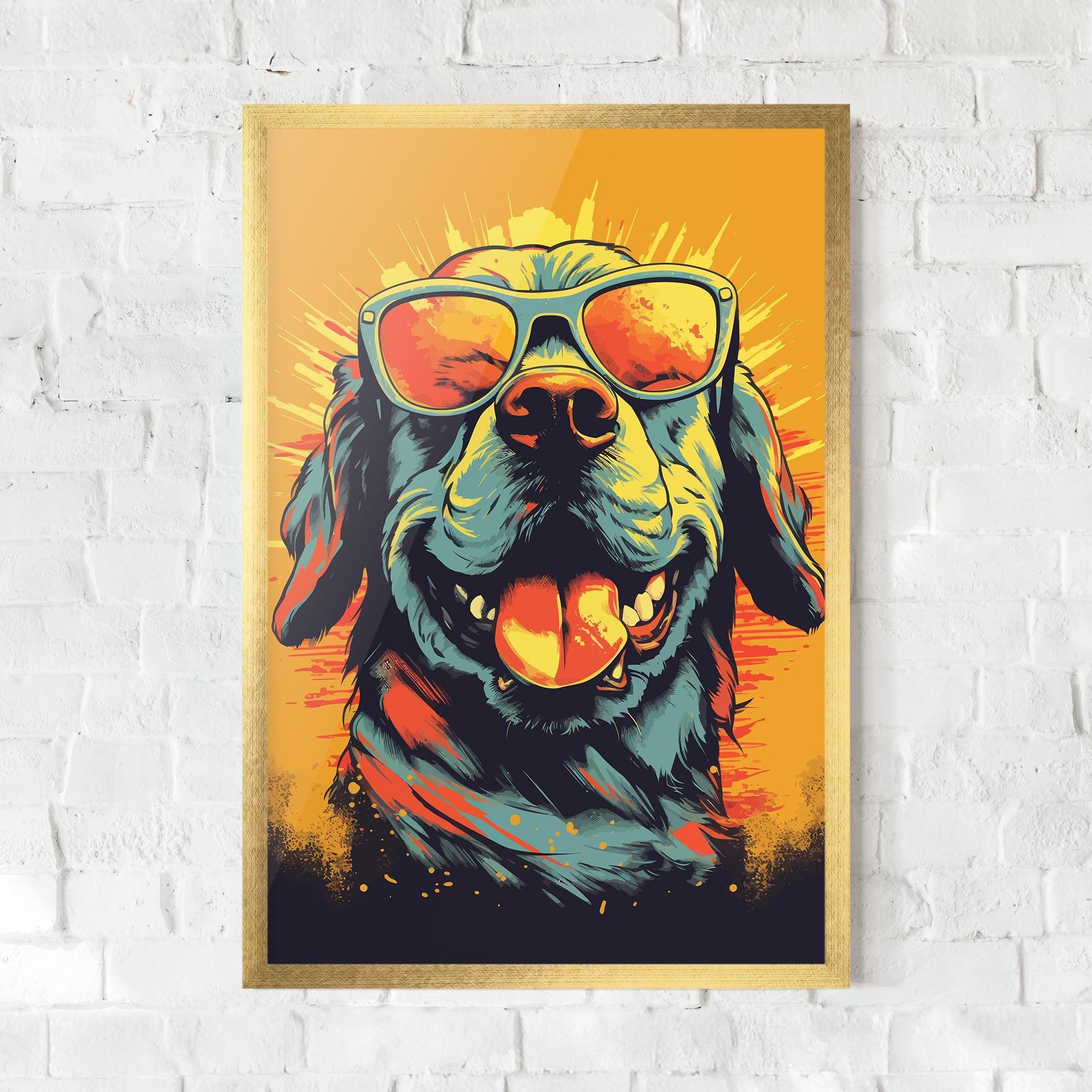 Рамкиран постер Sunglasses Dog mockup 0