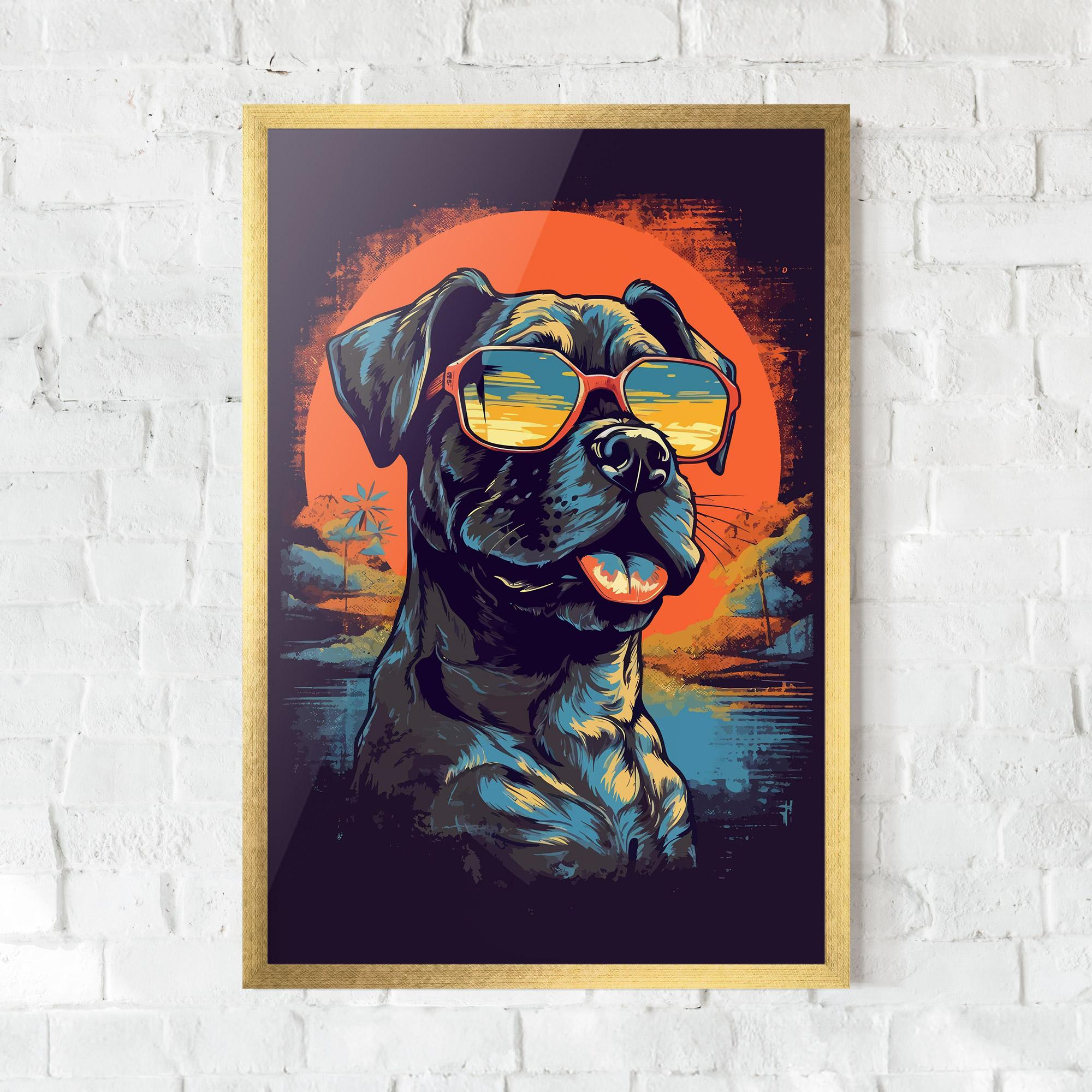 Рамкиран постер Sunset Dog mockup 0