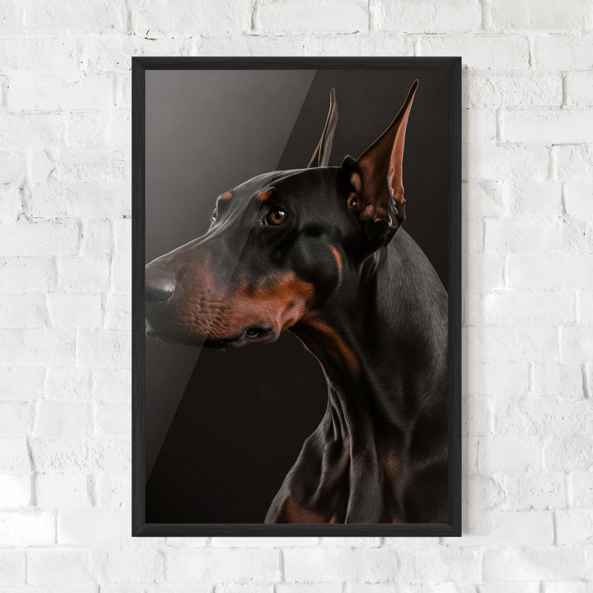 Рамкиран постер Doberman Dog Portrait mockup 0