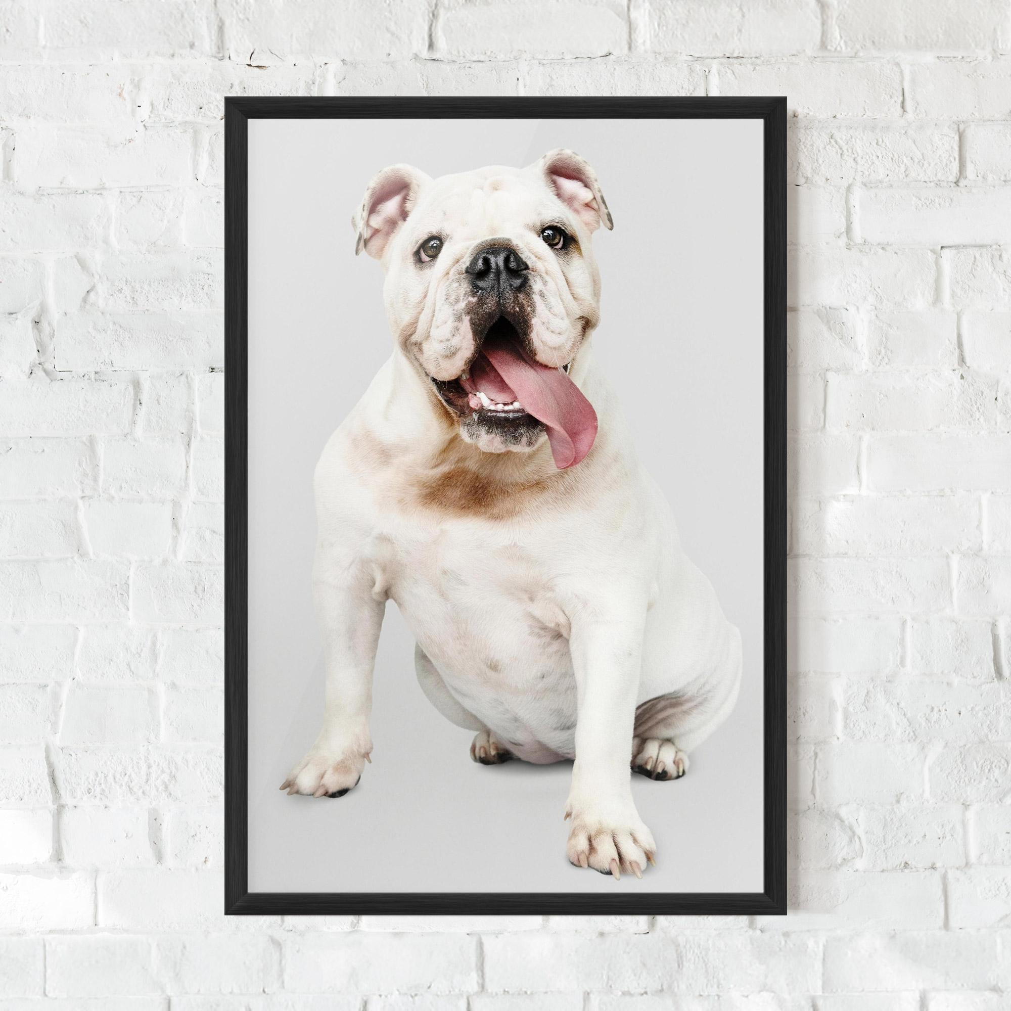 Рамкиран постер Happy White Dog mockup 0