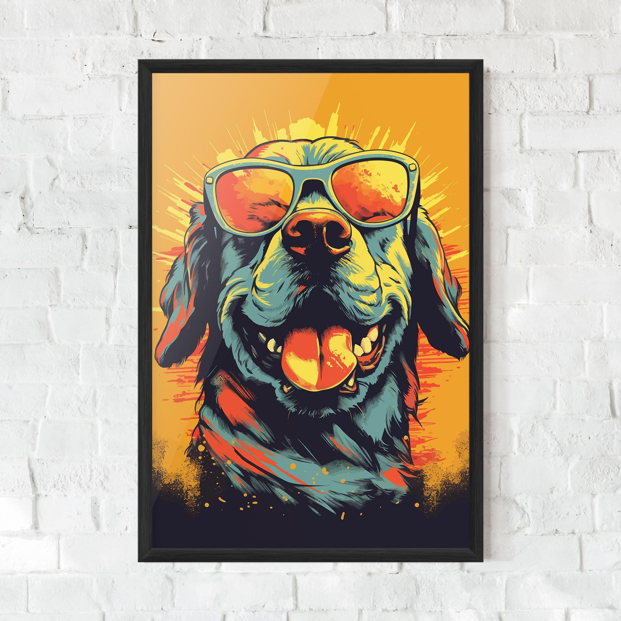 Рамкиран постер Sunglasses Dog mockup 0