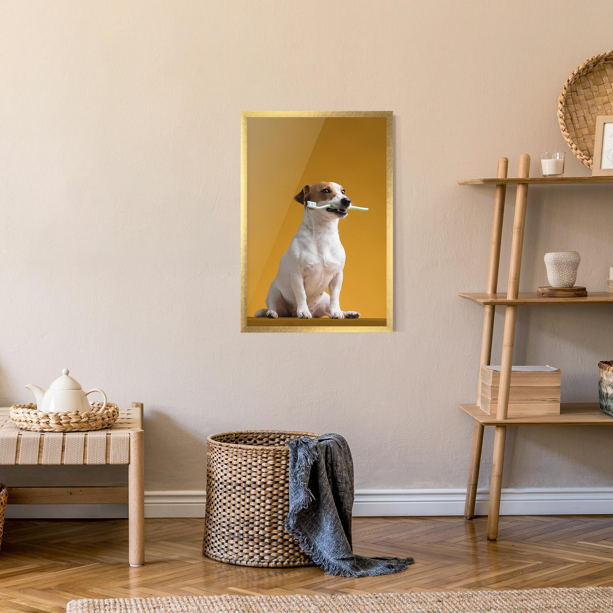 Рамкиран постер Toothbrush Dog mockup 9