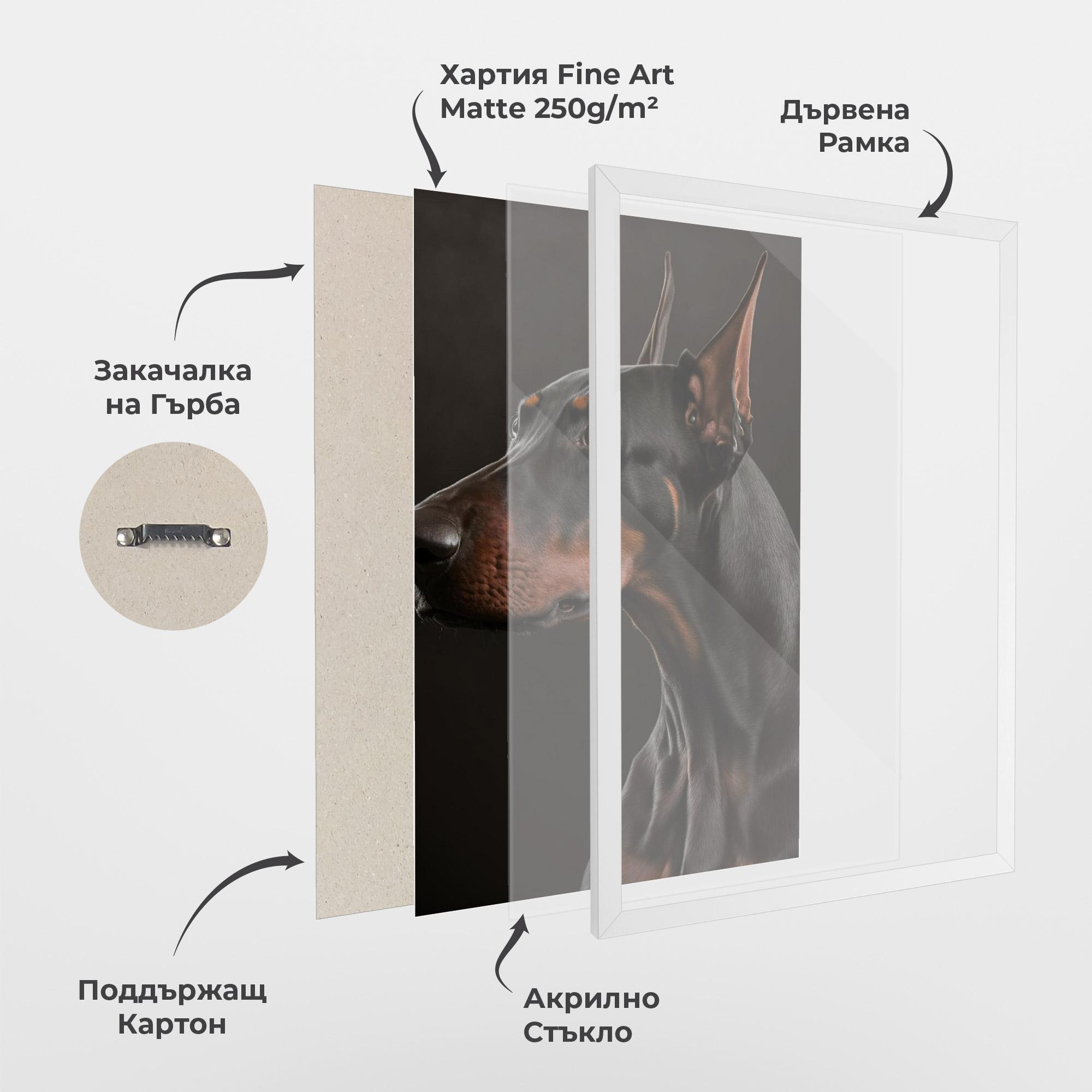 Рамкиран постер Doberman Dog Portrait mockup 1