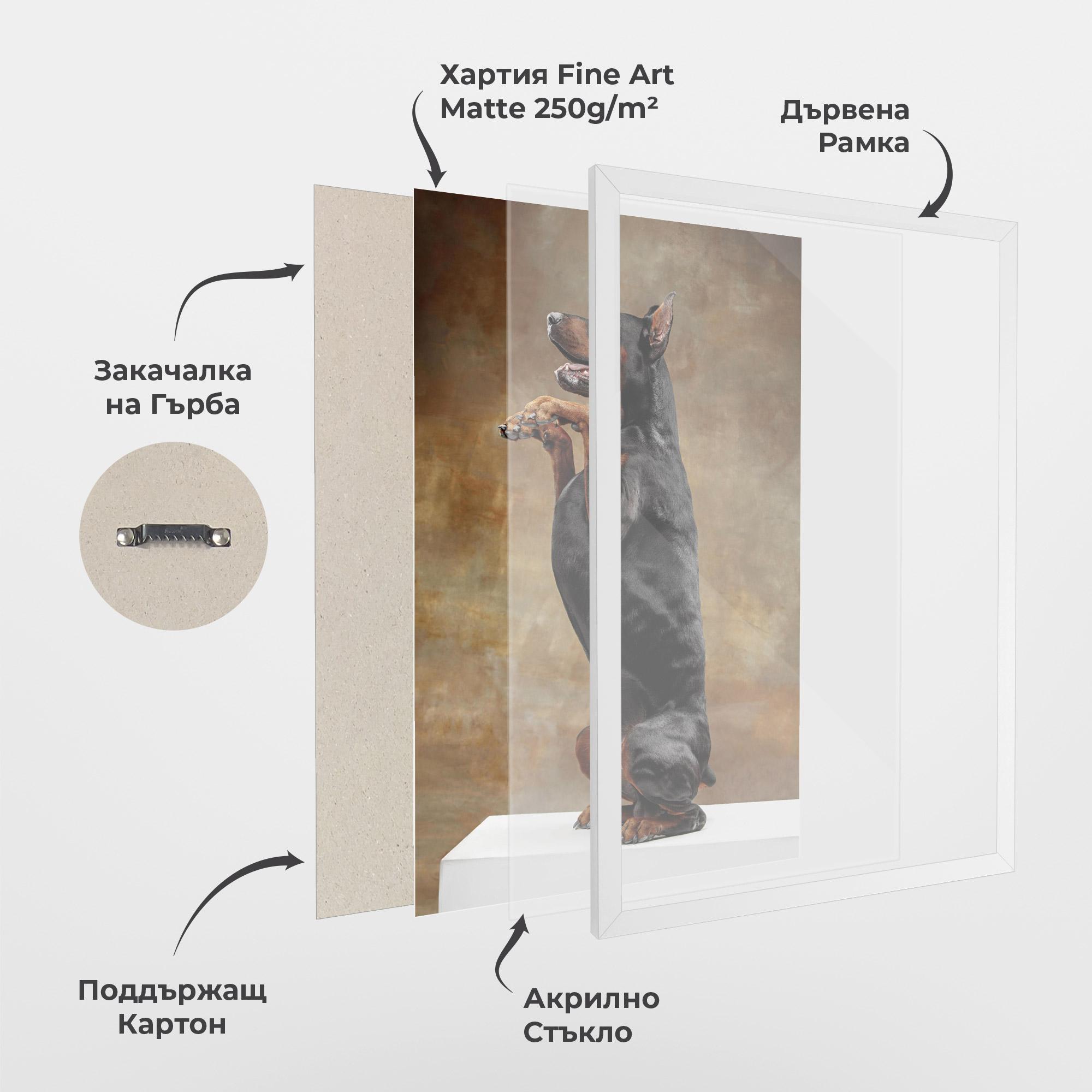 Рамкиран постер Doberman Standing mockup 1