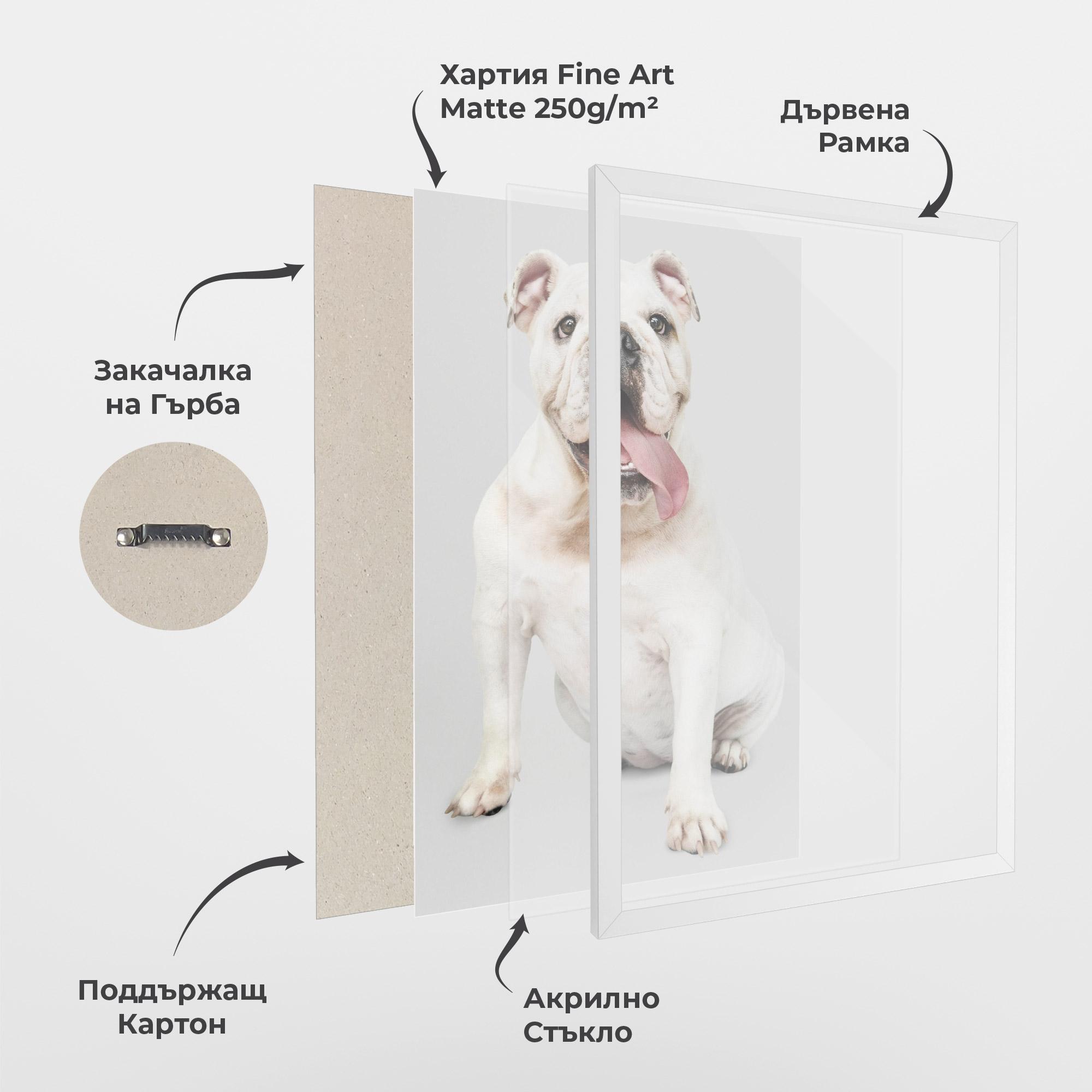 Рамкиран постер Happy White Dog mockup 1