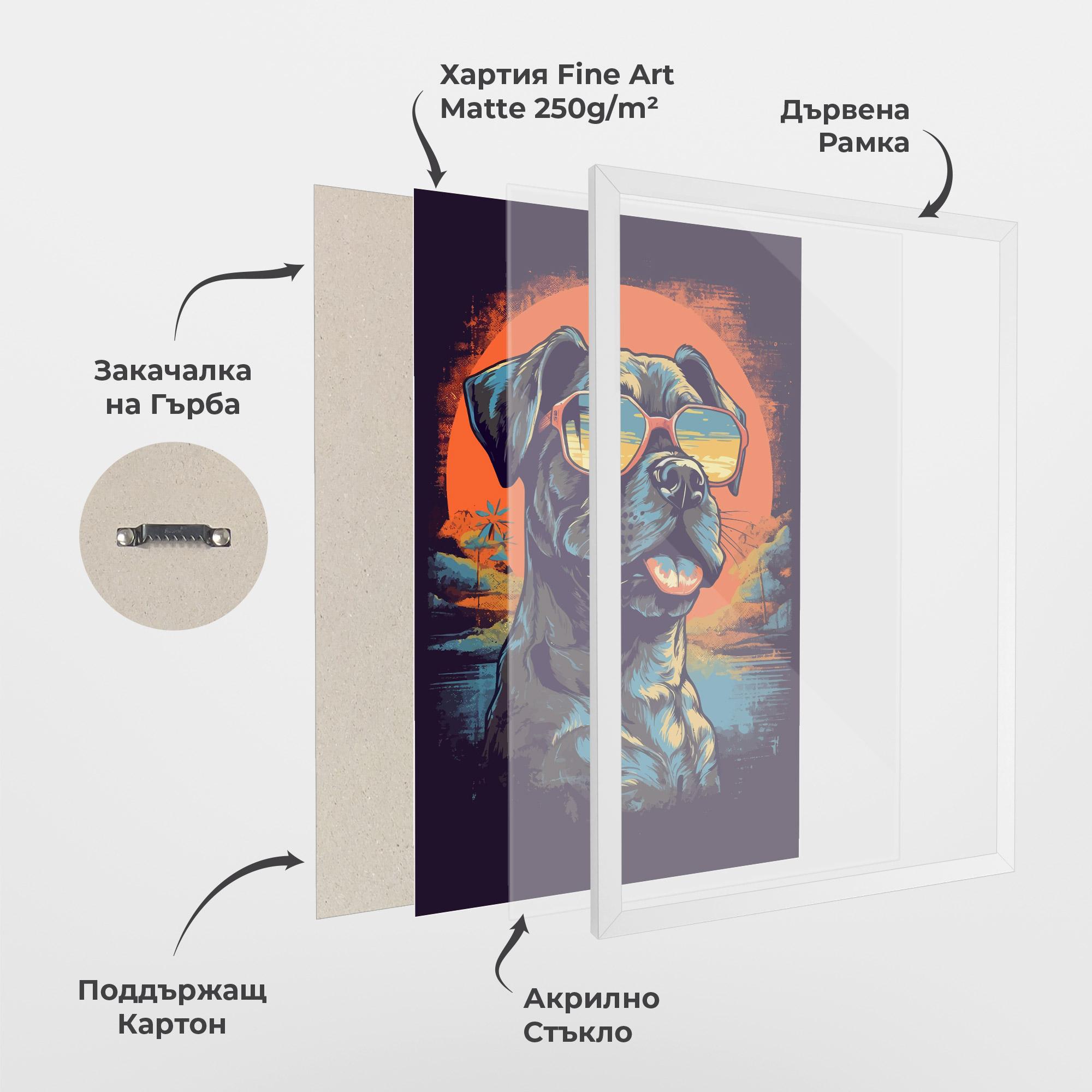 Рамкиран постер Sunset Dog mockup 1