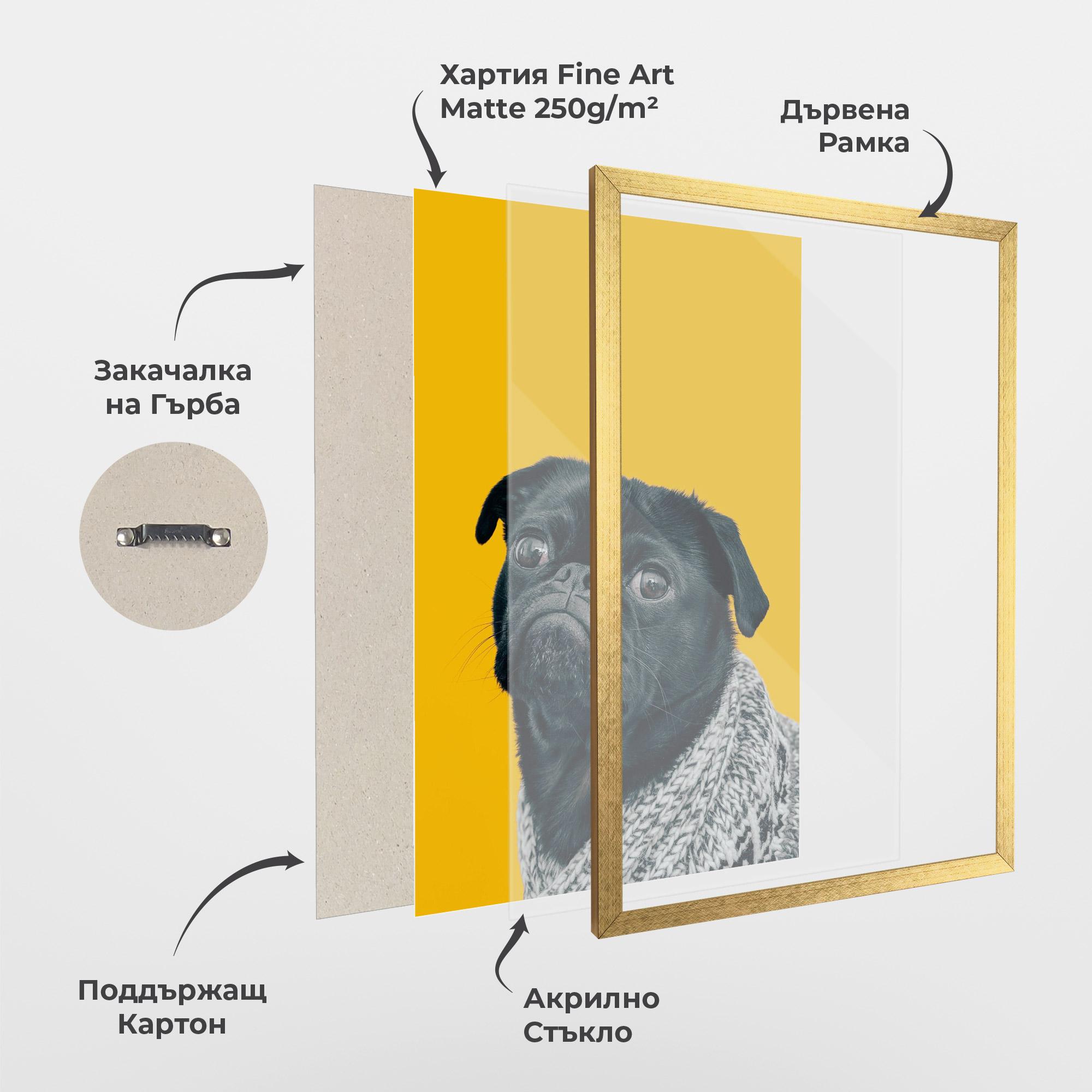 Рамкиран постер Black Pug mockup 1