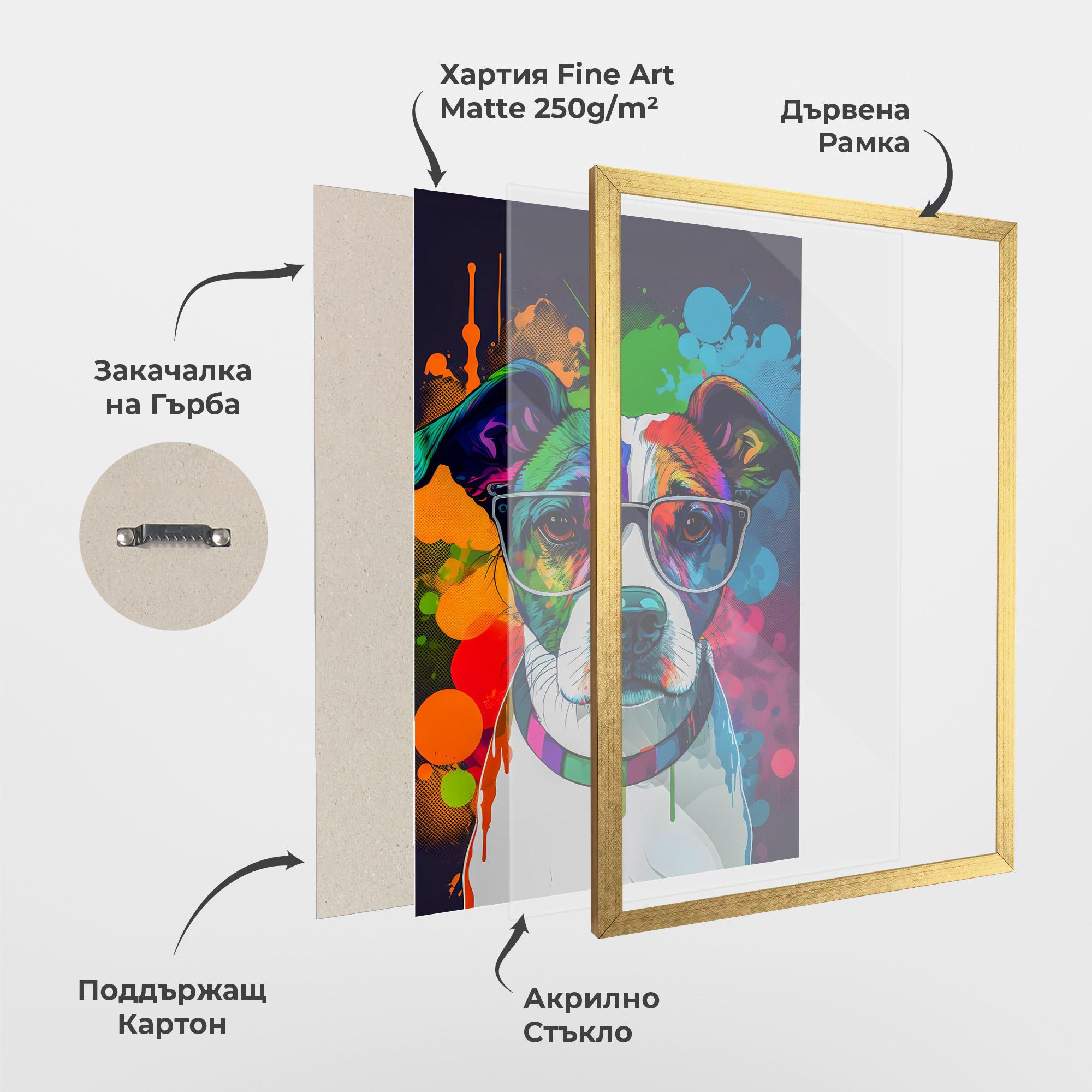 Рамкиран постер Colorful Dog mockup 1