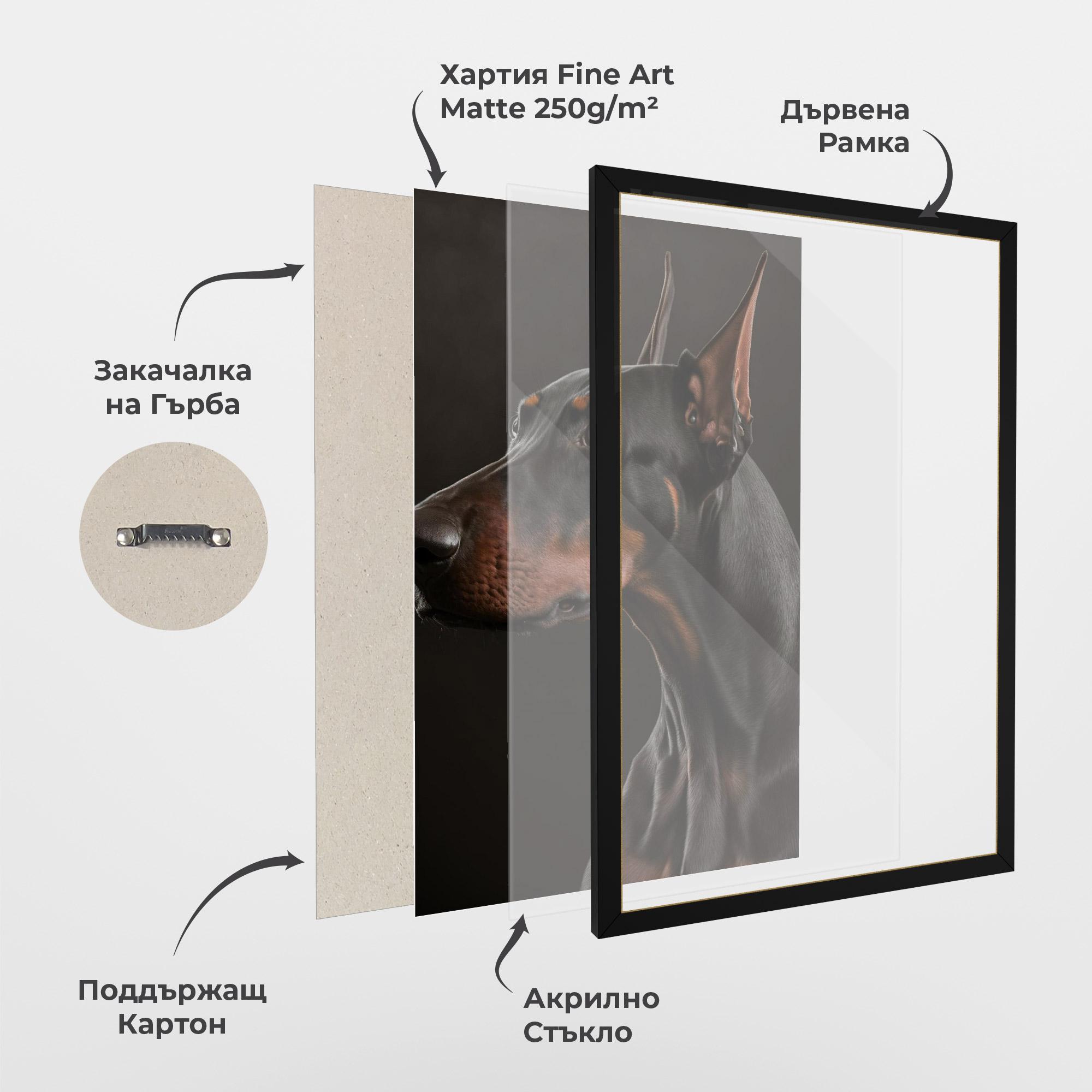 Рамкиран постер Doberman Dog Portrait mockup 1