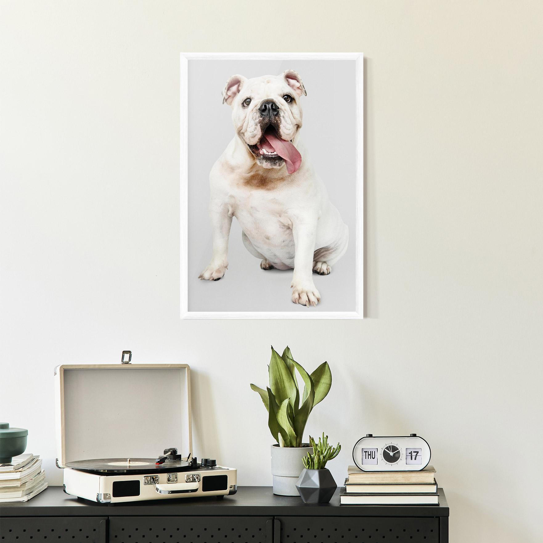 Рамкиран постер Happy White Dog mockup 2
