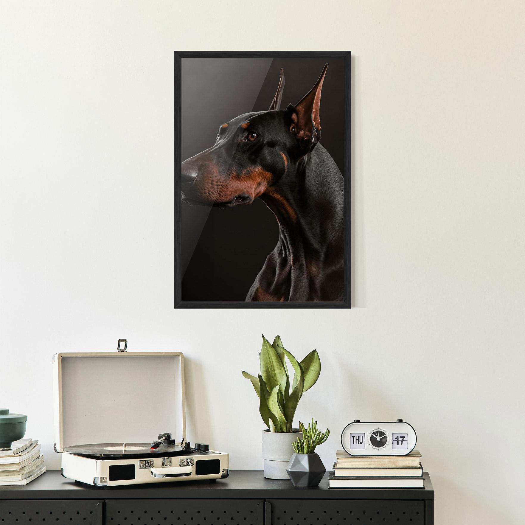 Рамкиран постер Doberman Dog Portrait mockup 2