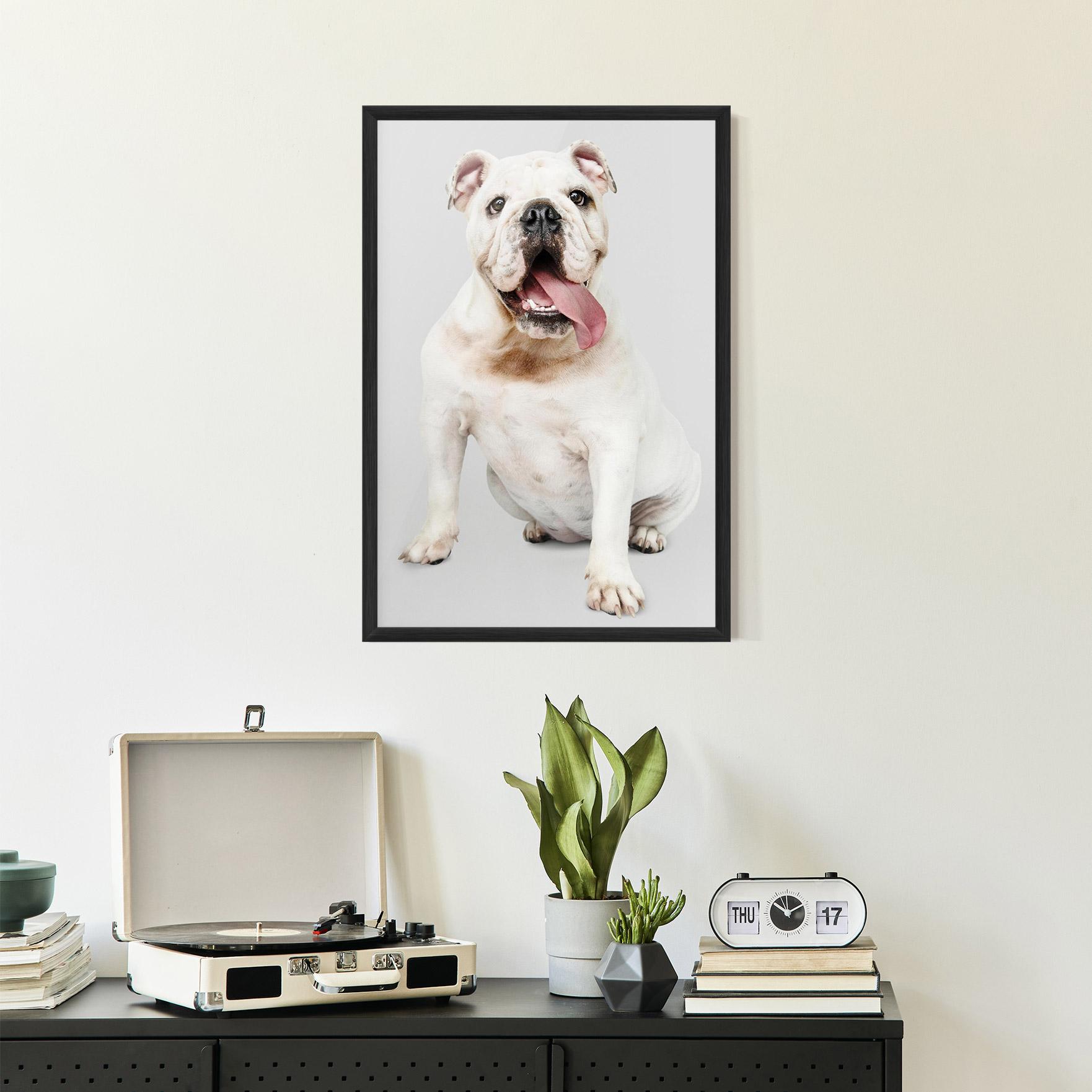 Рамкиран постер Happy White Dog mockup 2