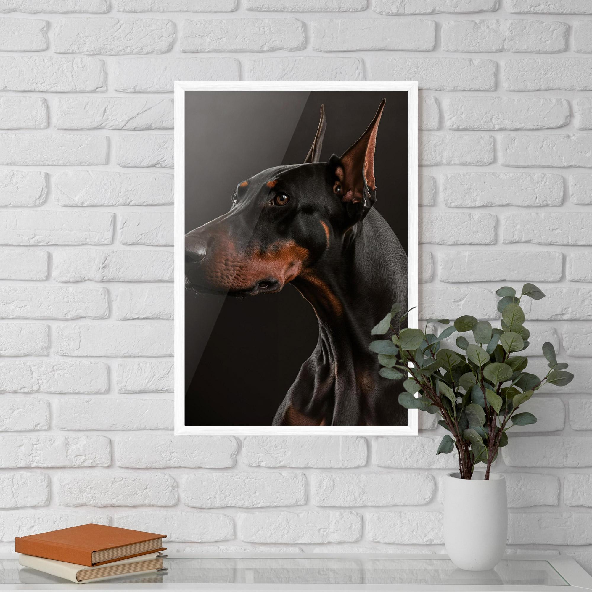 Рамкиран постер Doberman Dog Portrait mockup 5