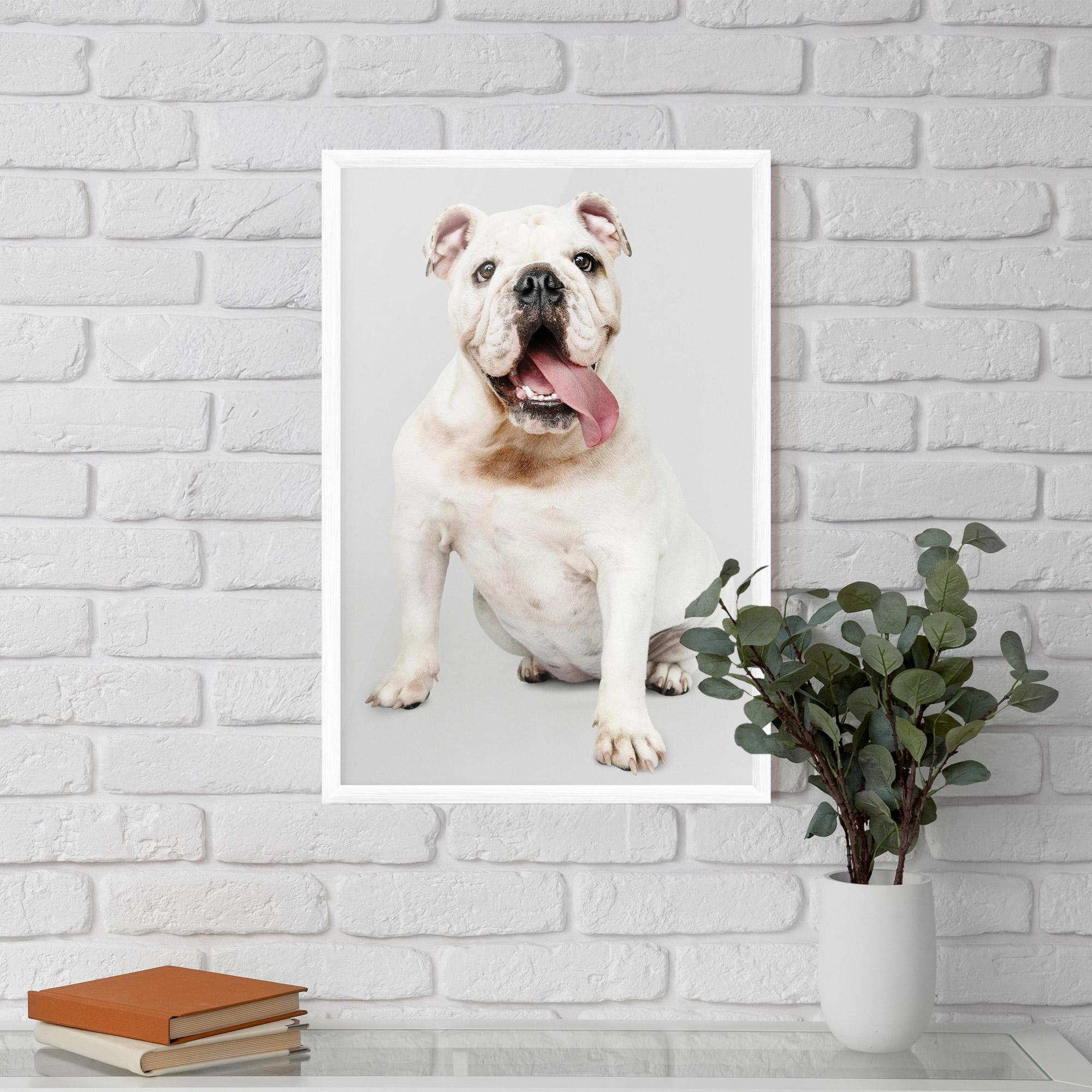 Рамкиран постер Happy White Dog mockup 5