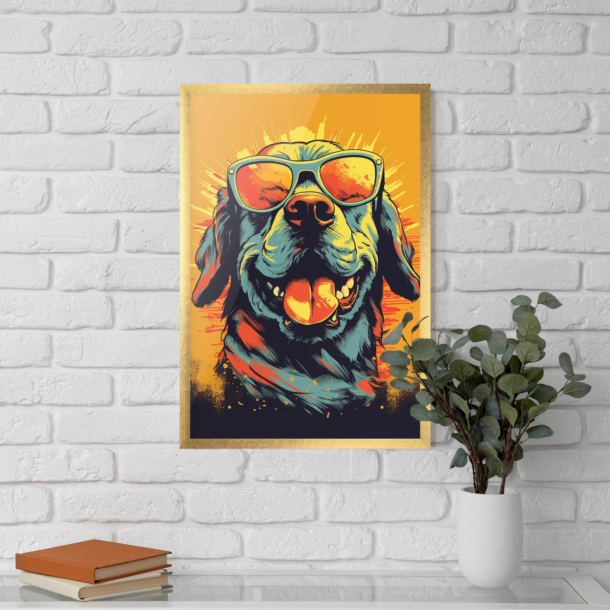 Рамкиран постер Sunglasses Dog mockup 5