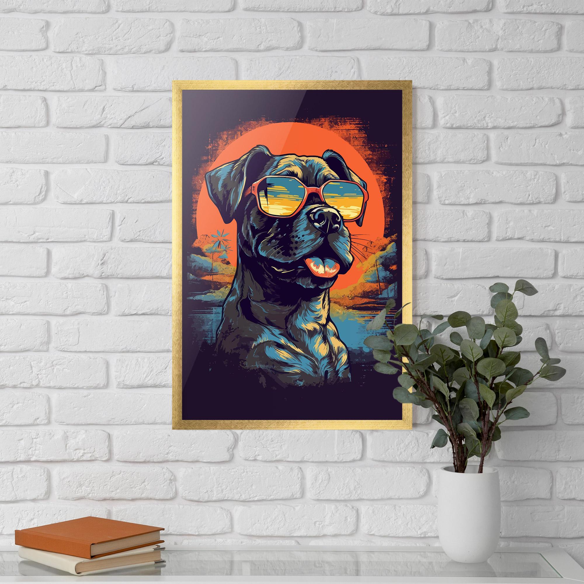 Рамкиран постер Sunset Dog mockup 5