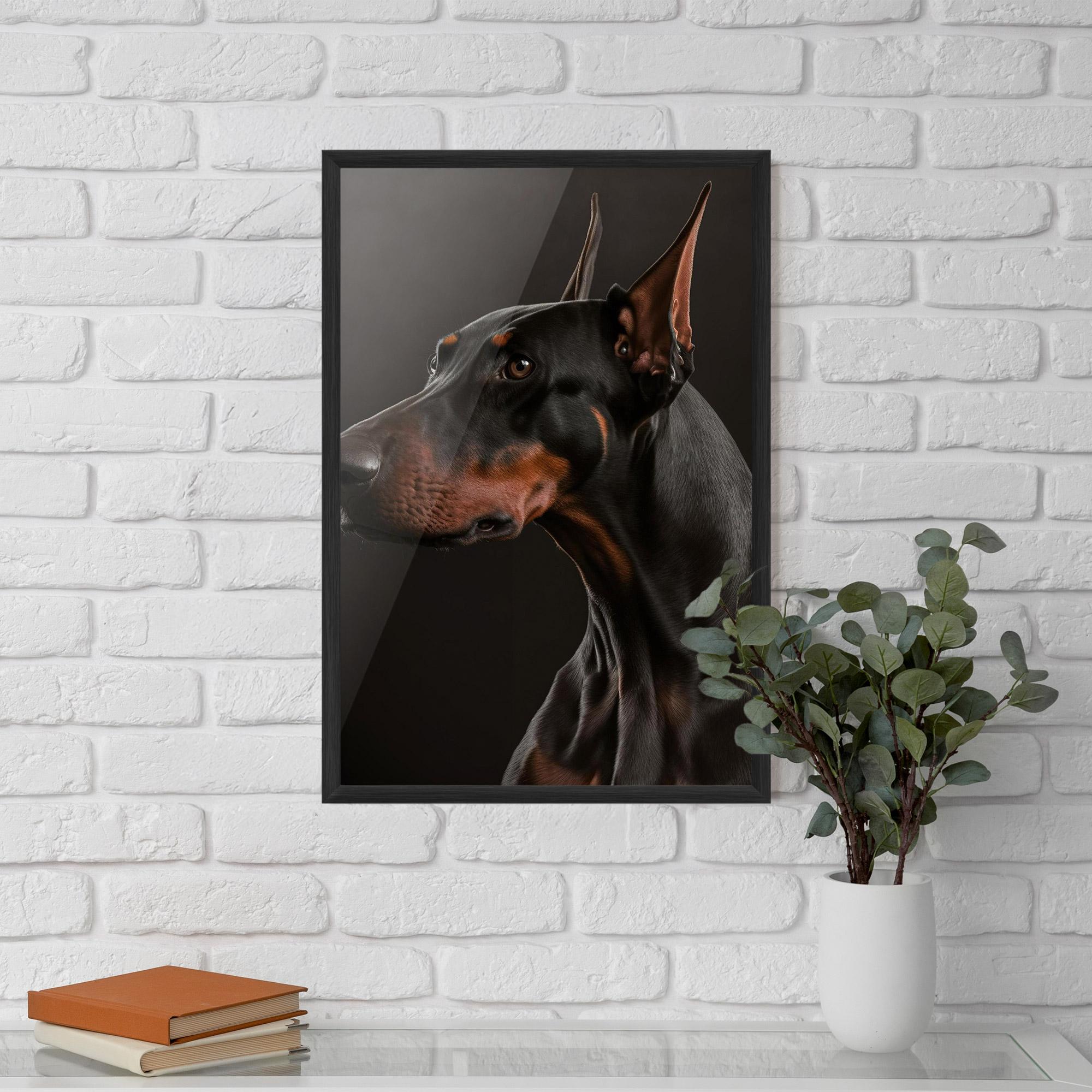 Рамкиран постер Doberman Dog Portrait mockup 5