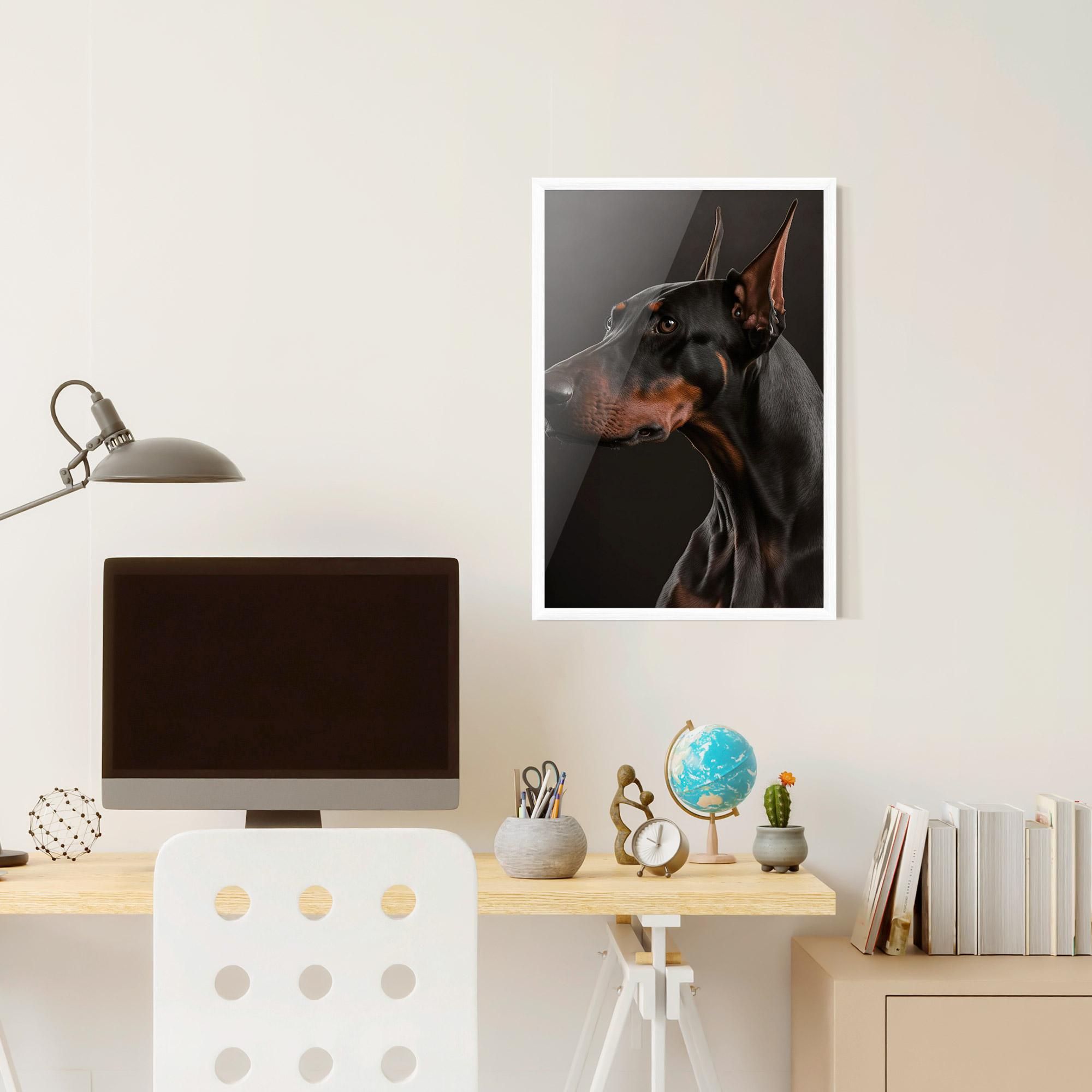 Рамкиран постер Doberman Dog Portrait mockup 6