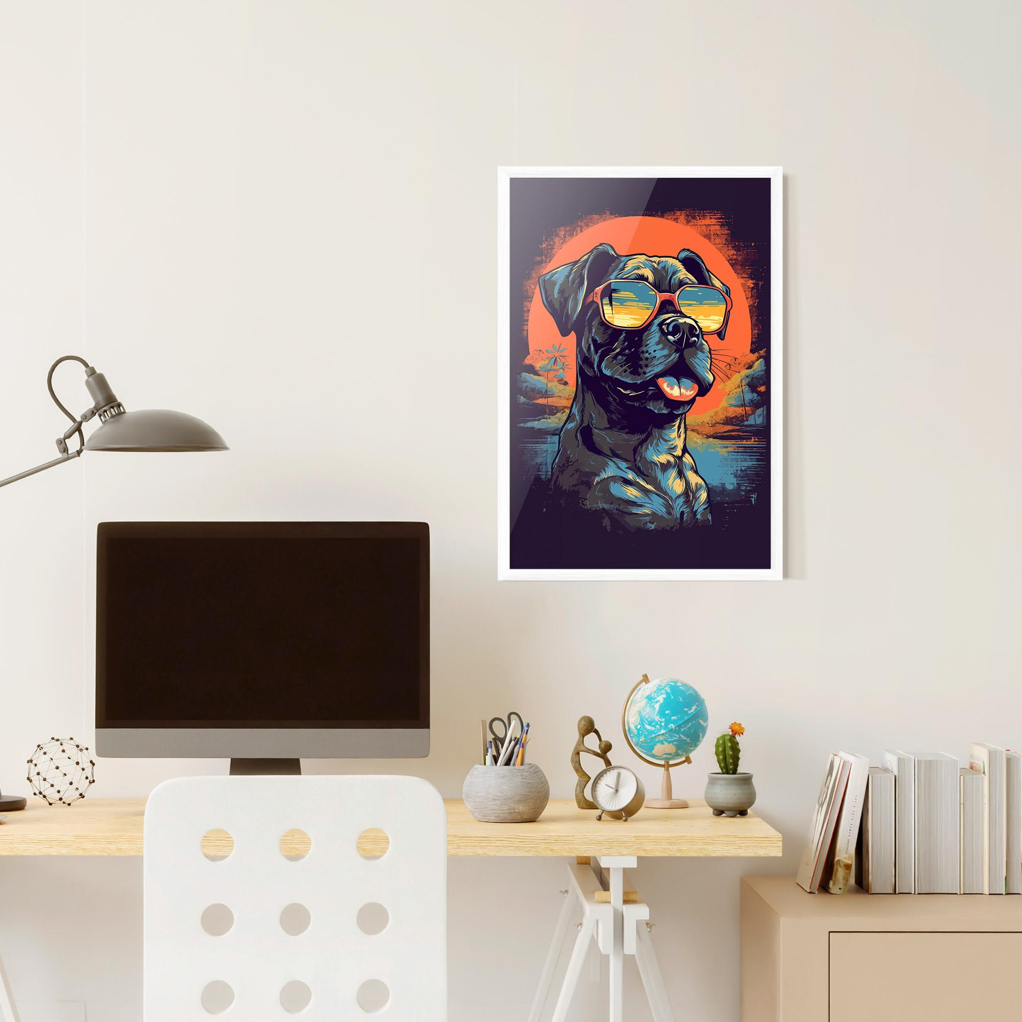 Рамкиран постер Sunset Dog mockup 6