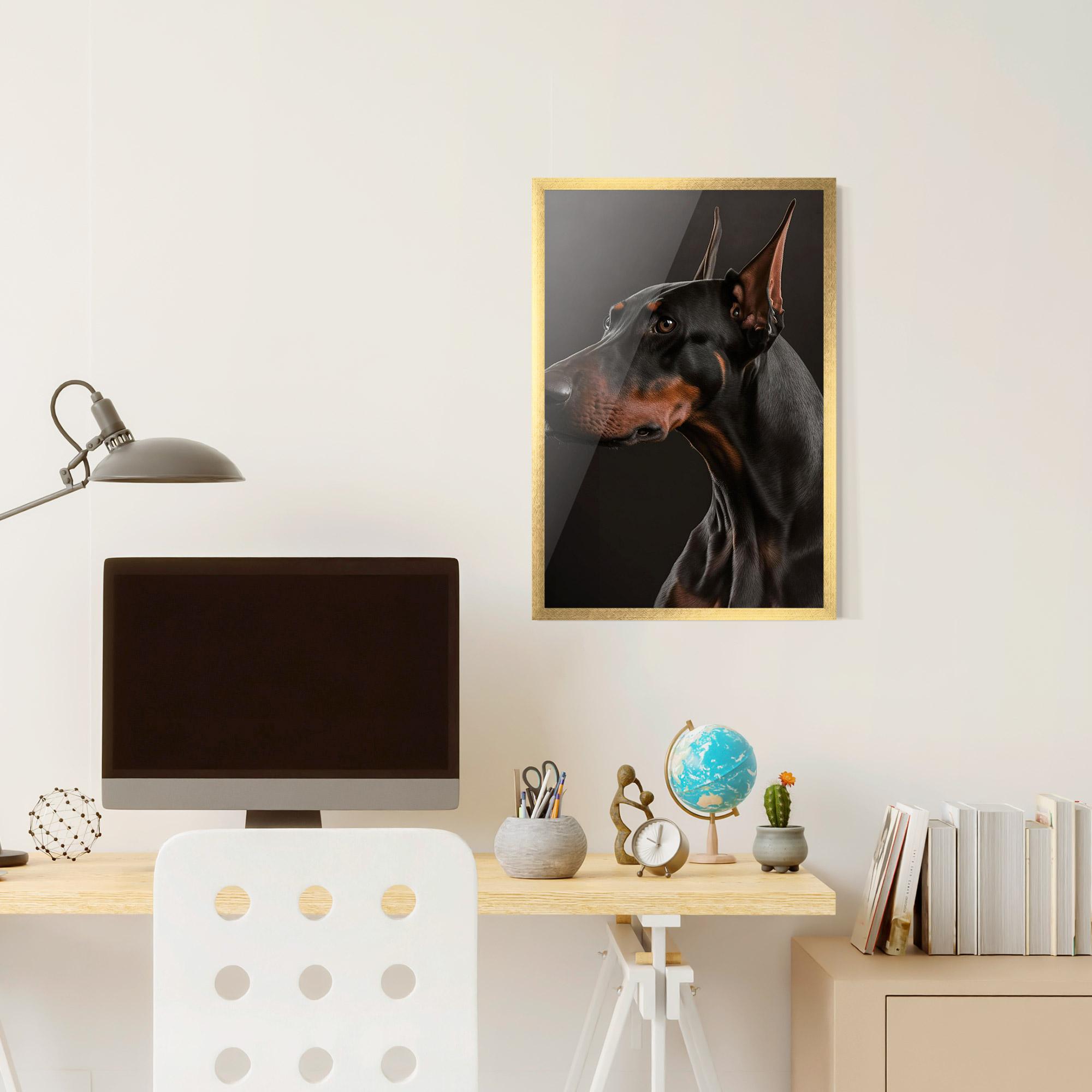 Рамкиран постер Doberman Dog Portrait mockup 6