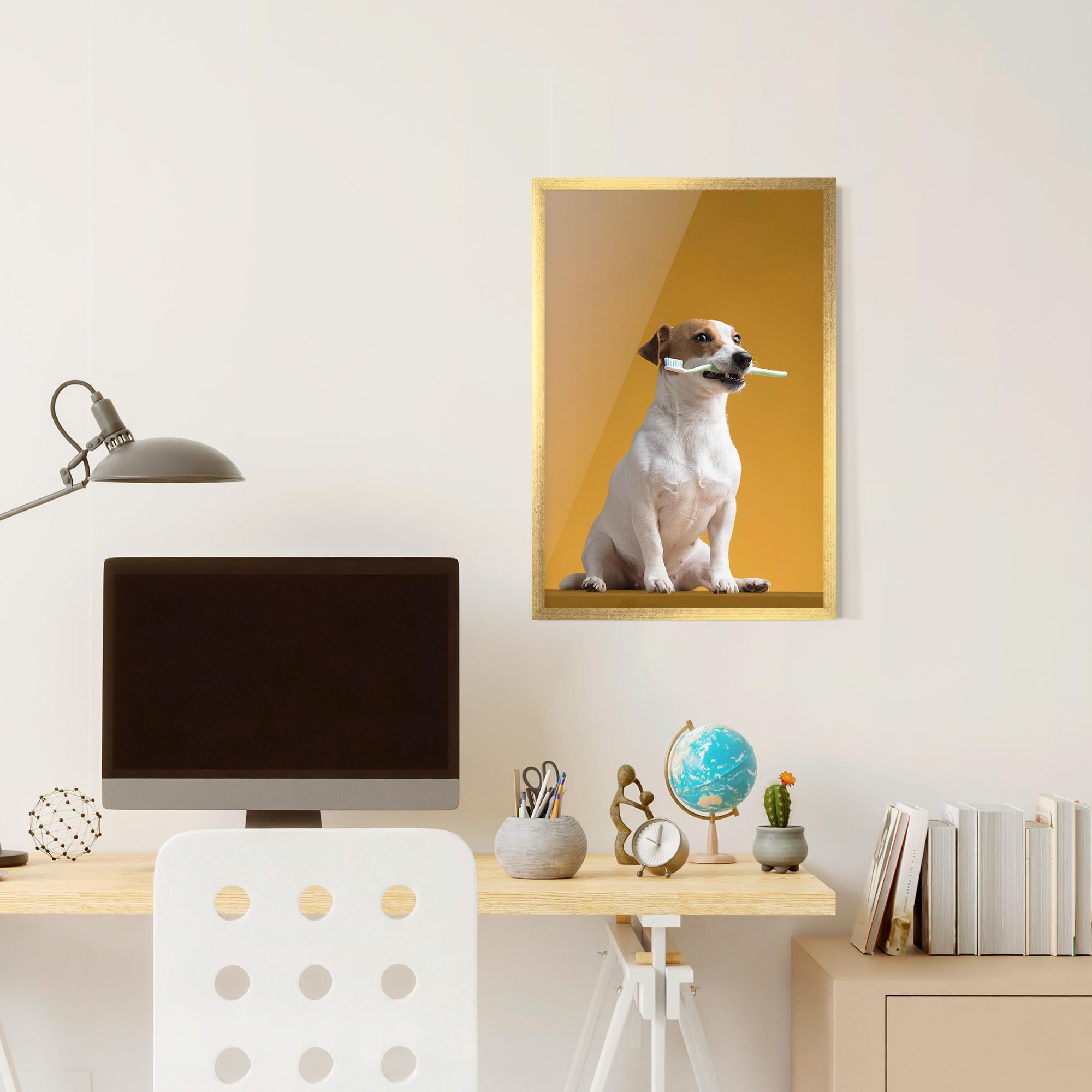 Рамкиран постер Toothbrush Dog mockup 6